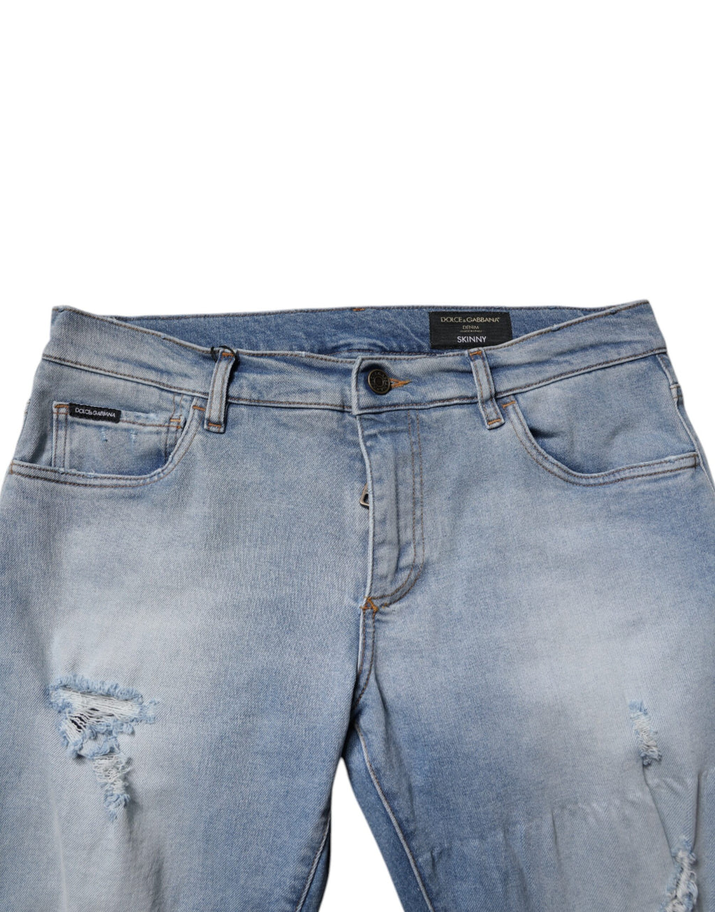 Blue Tattered Cotton Skinny Men Denim Jeans