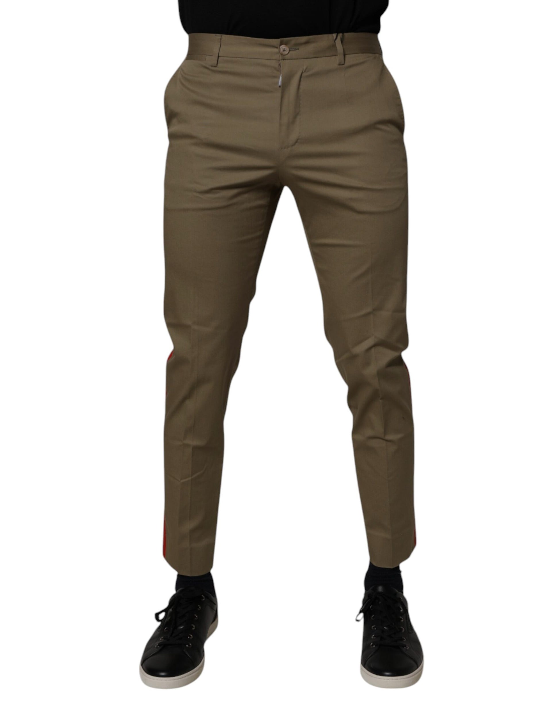 Dark Khaki Cotton Tapered Pants