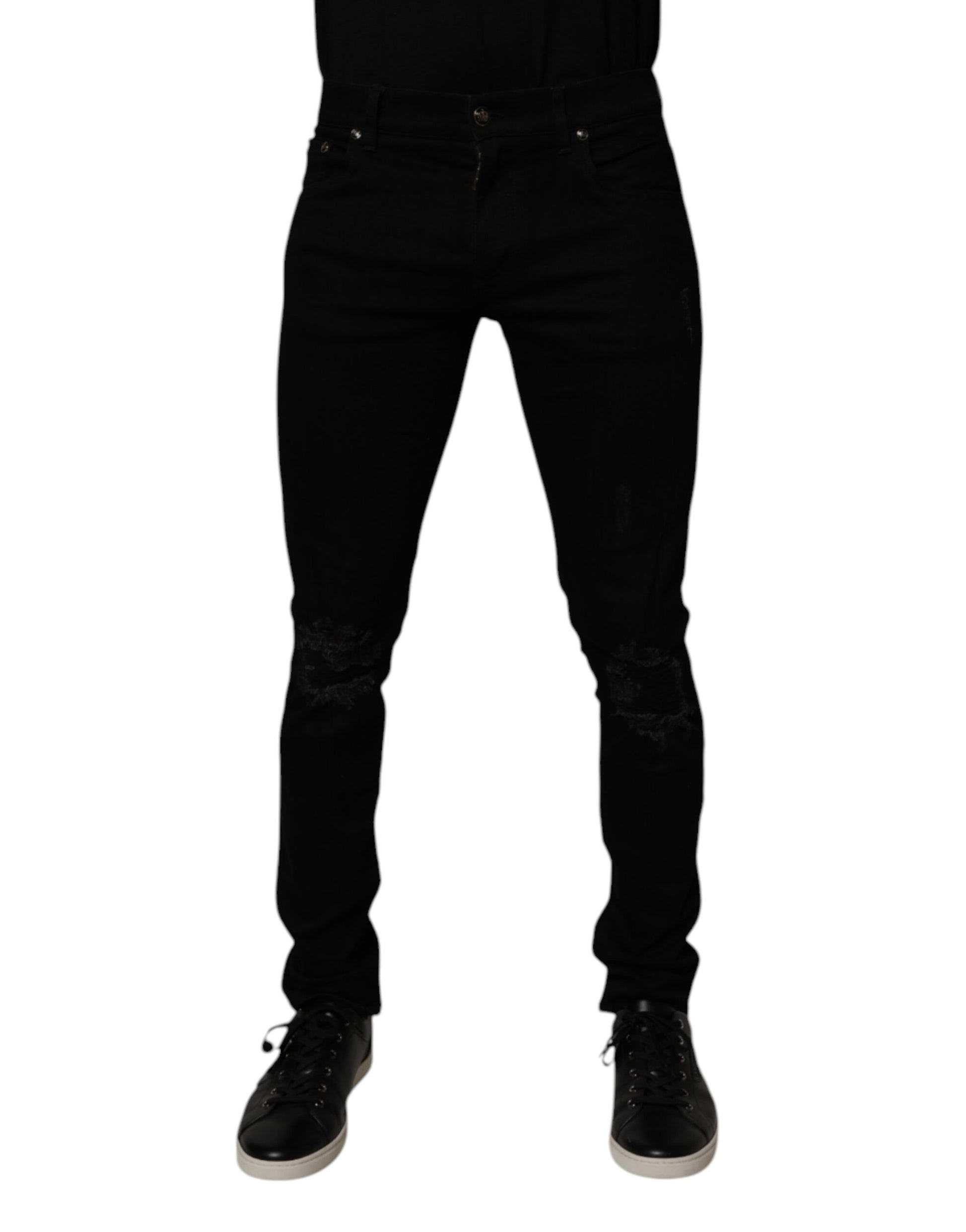 Black Cotton Stretch Skinny Men Denim Jeans