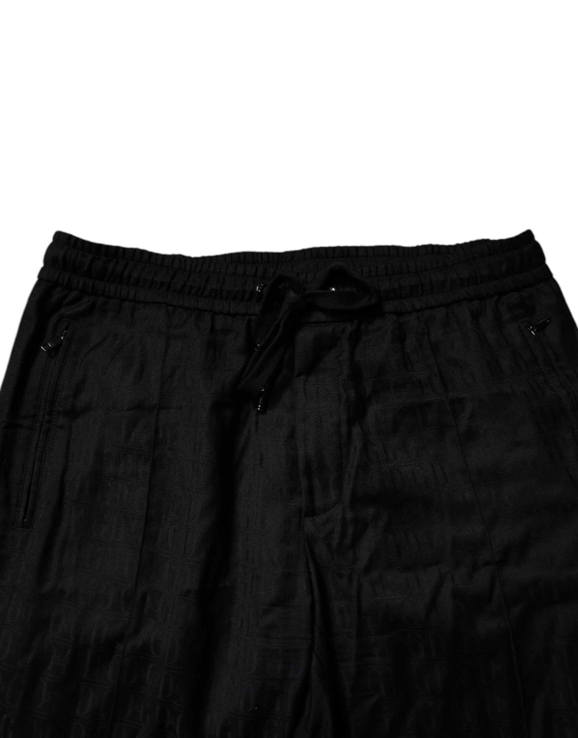 Black Wool Jogger Sweatpants Pants