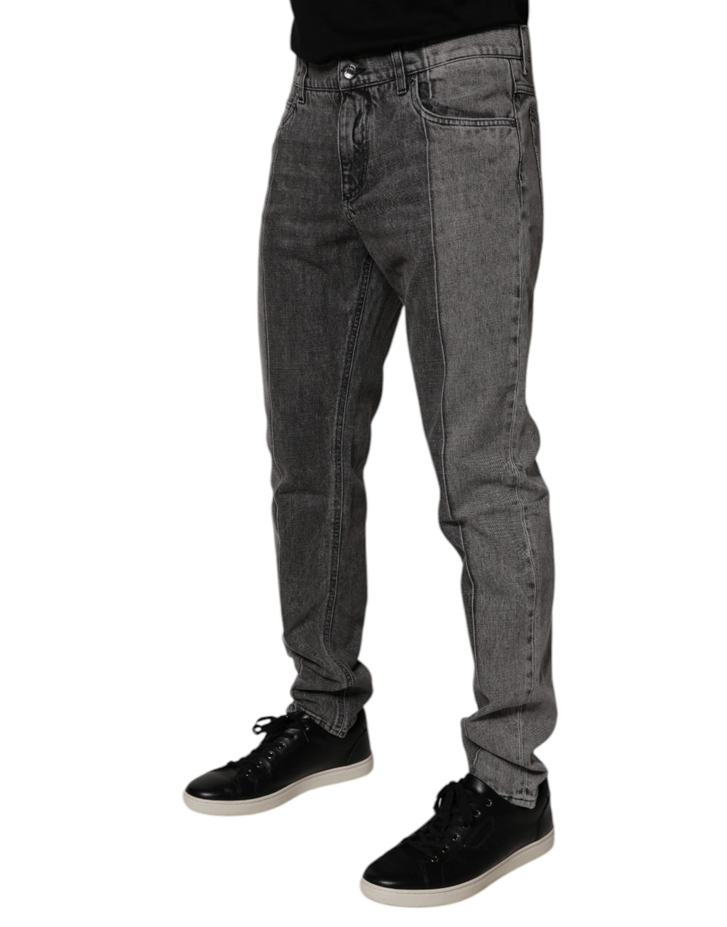 Two Tone Gray Cotton Denim Jeans