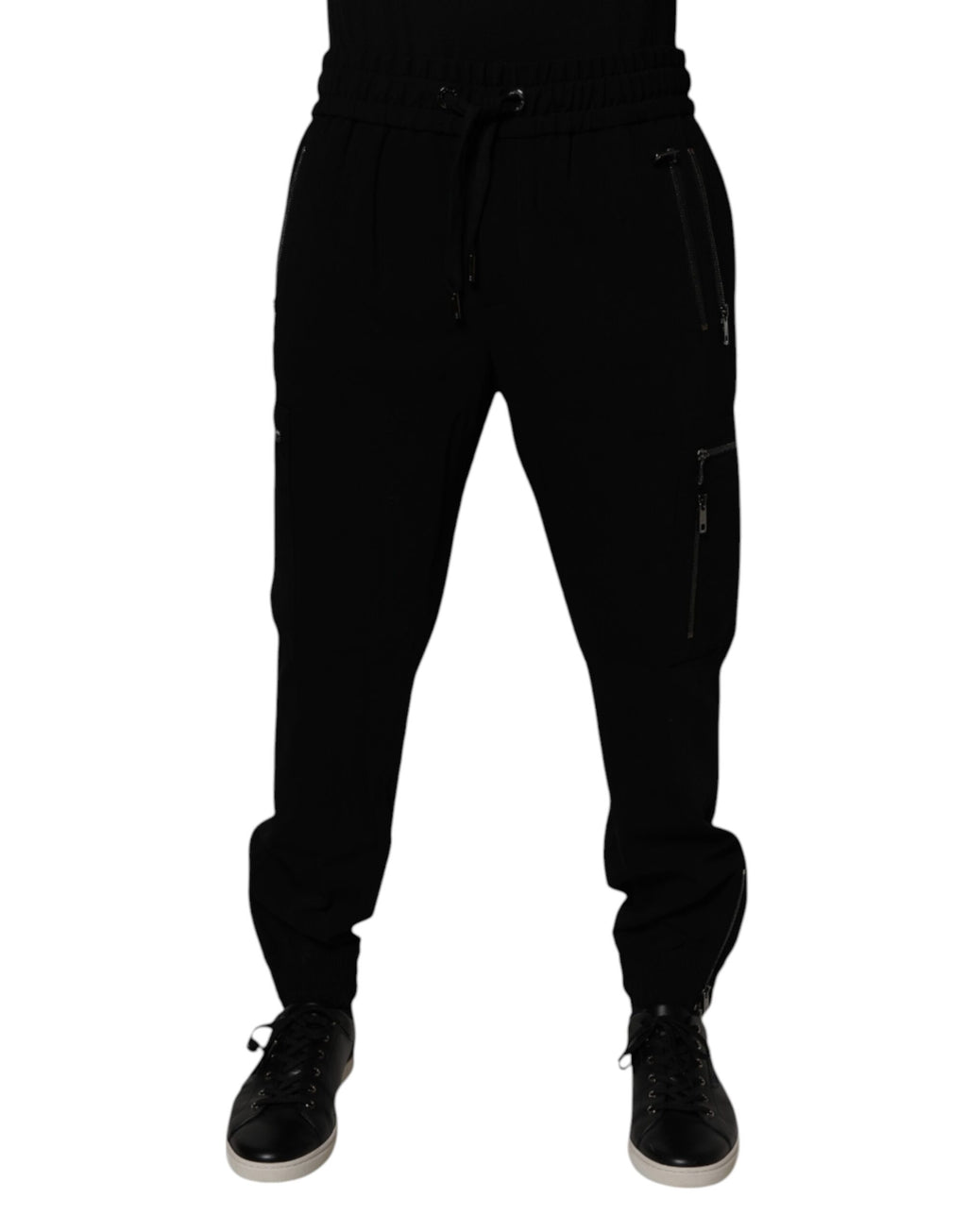 Black Wool Stretch Jogger Pants