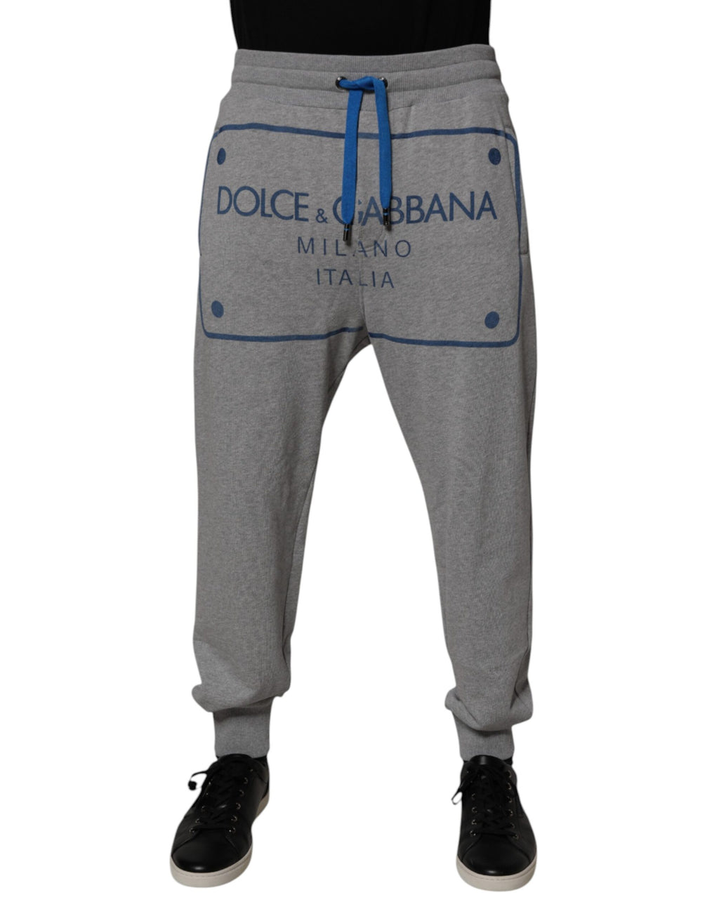 Gray Logo Cotton Men Jogger Sweatpants Pants