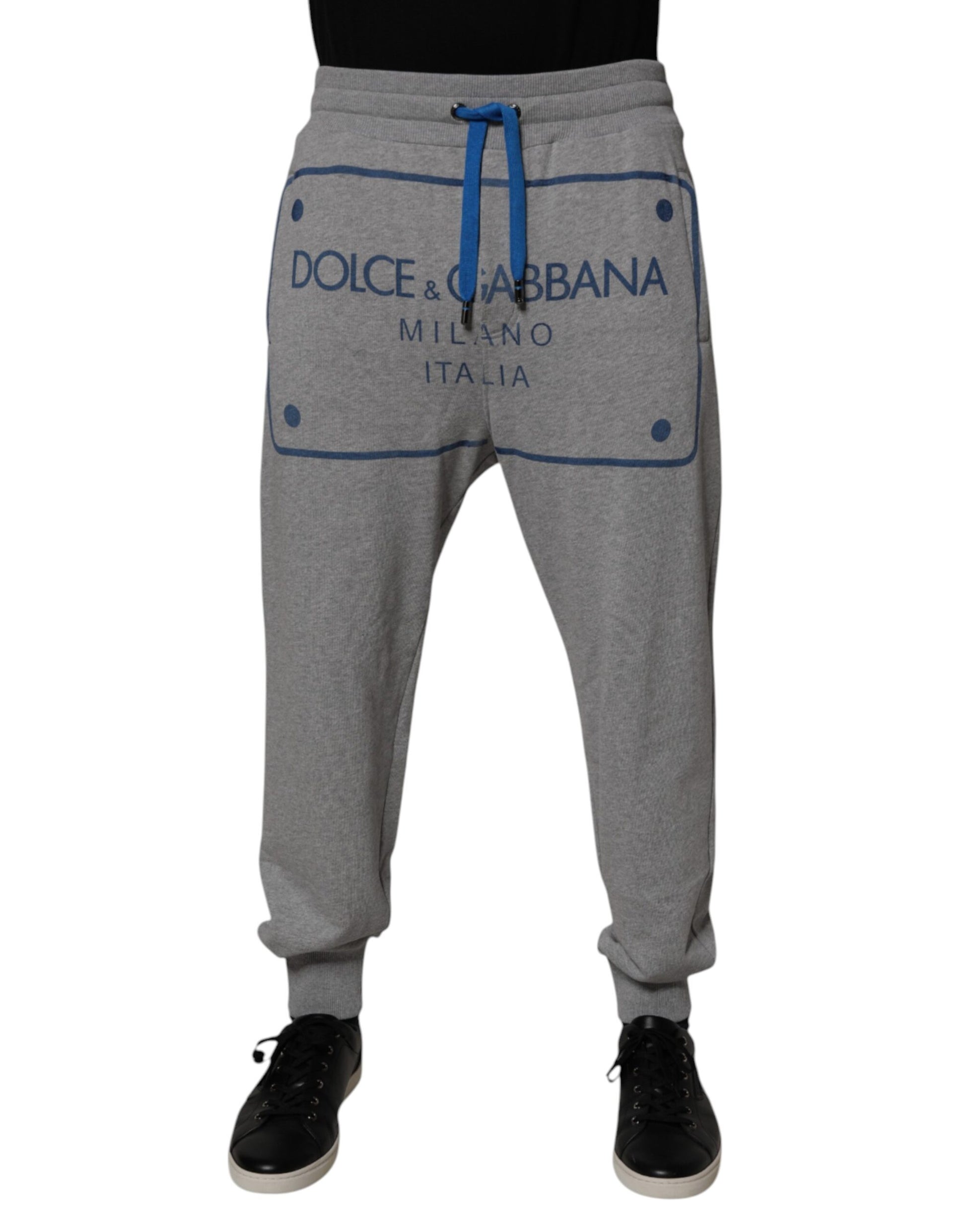 Gray Logo Cotton Men Jogger Sweatpants Pants