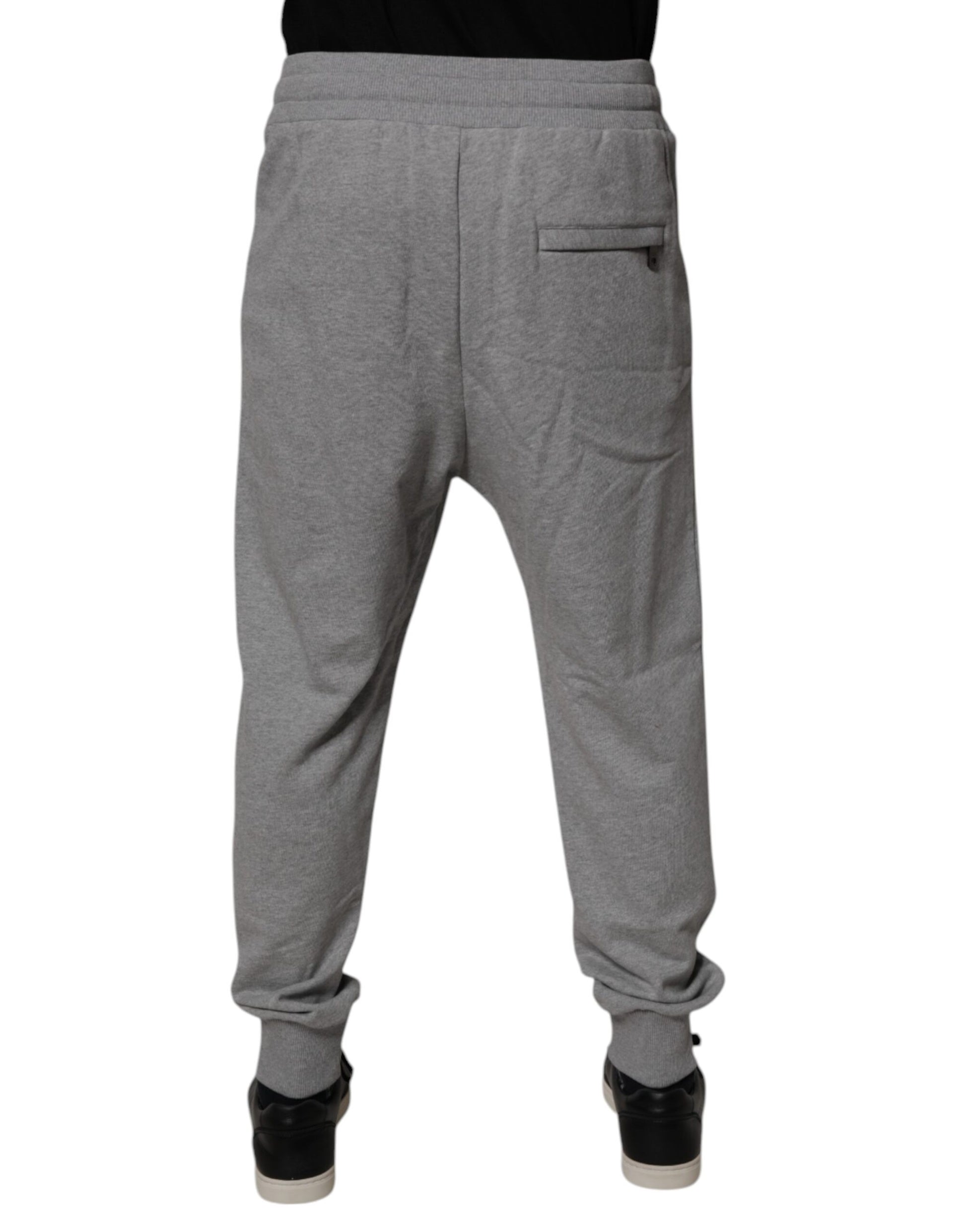 Gray Logo Cotton Men Jogger Sweatpants Pants