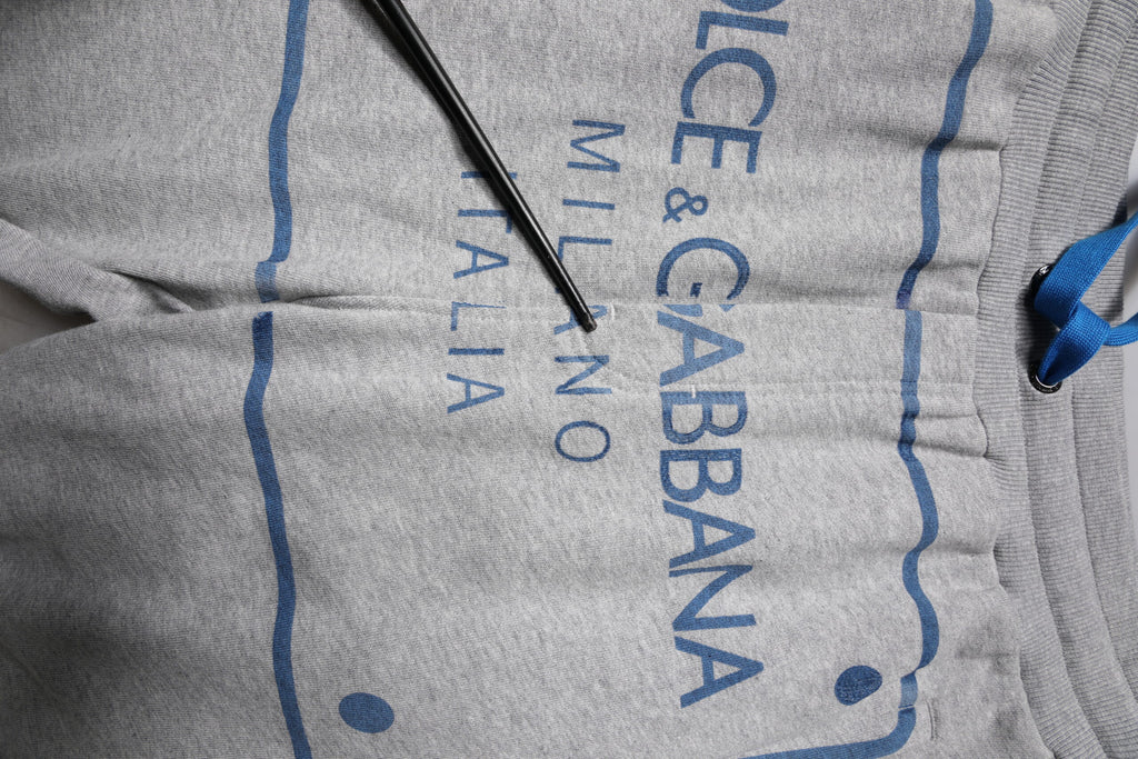 Gray Logo Cotton Men Jogger Sweatpants Pants