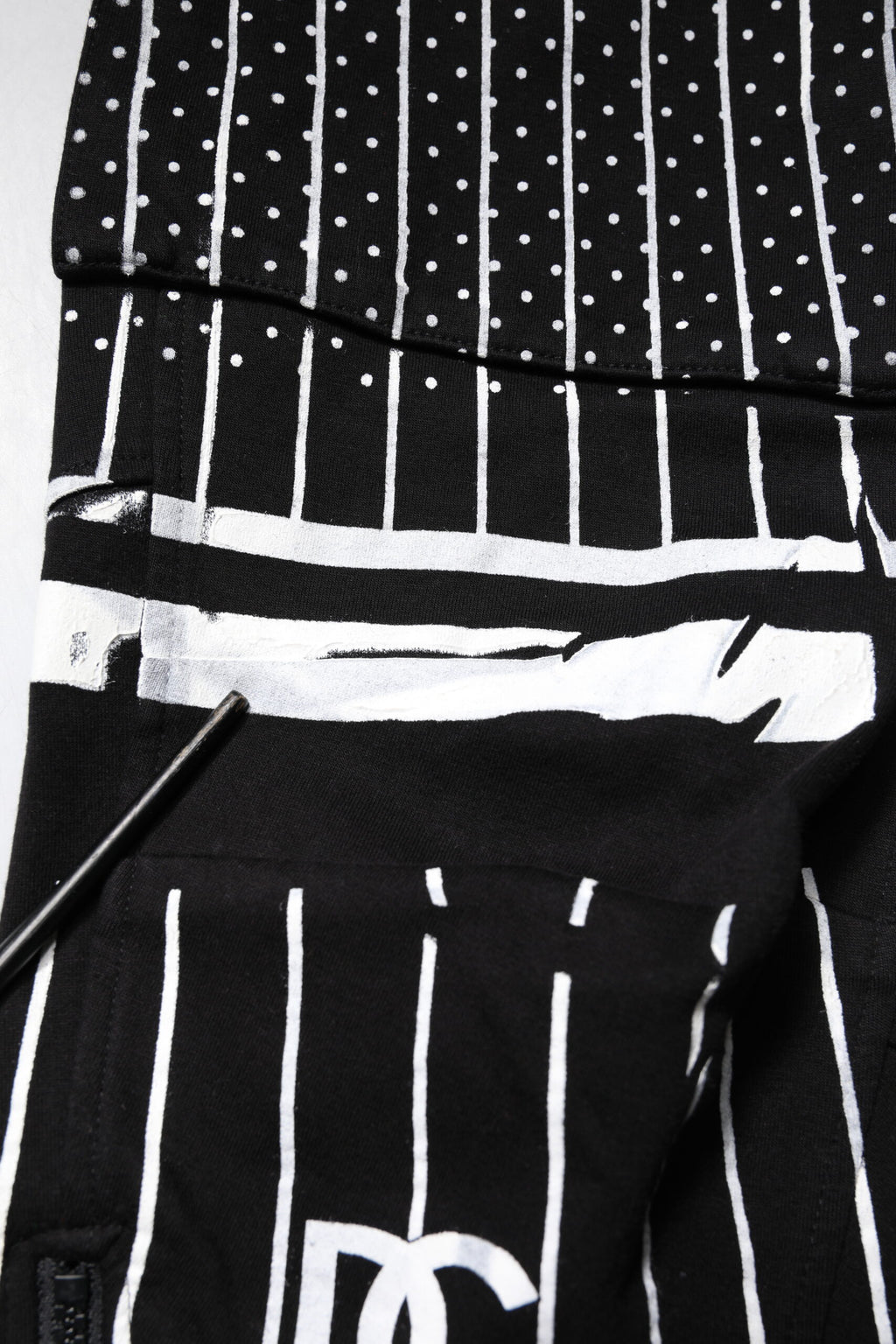 Black Polka Dot Stripes Cargo Jogger Sweatpants Pants