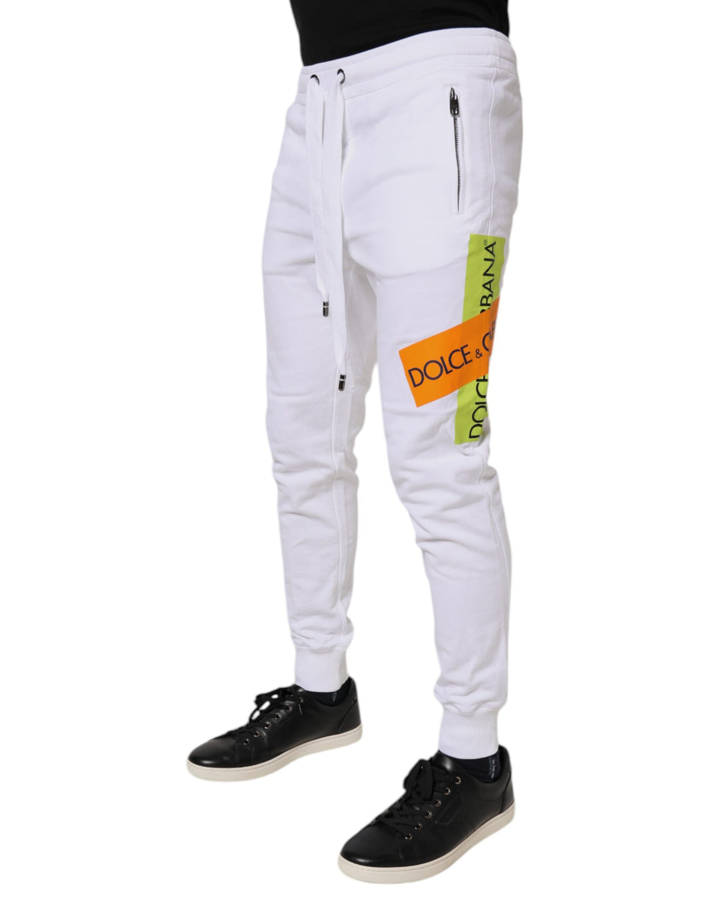 White Logo Tape Jogger Cotton Sweatpants Pants