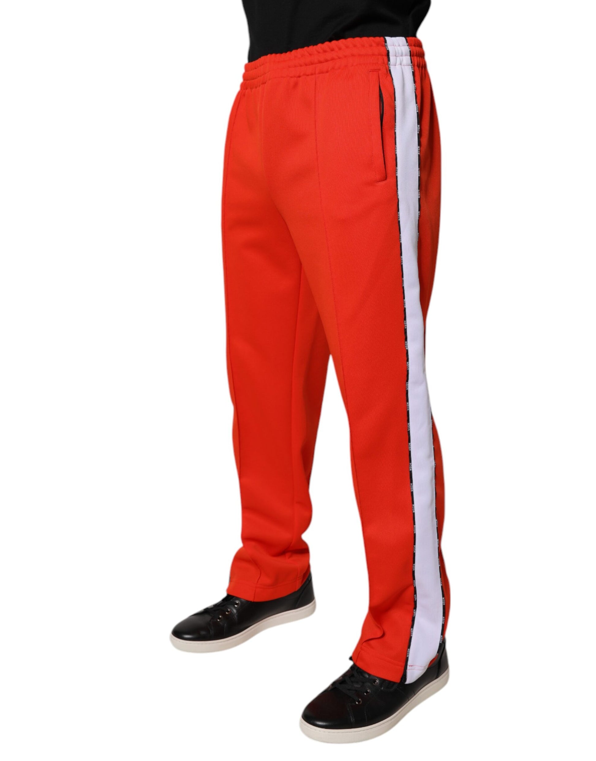 Red White Mid Waist Men Jogger Sweatpants Pants