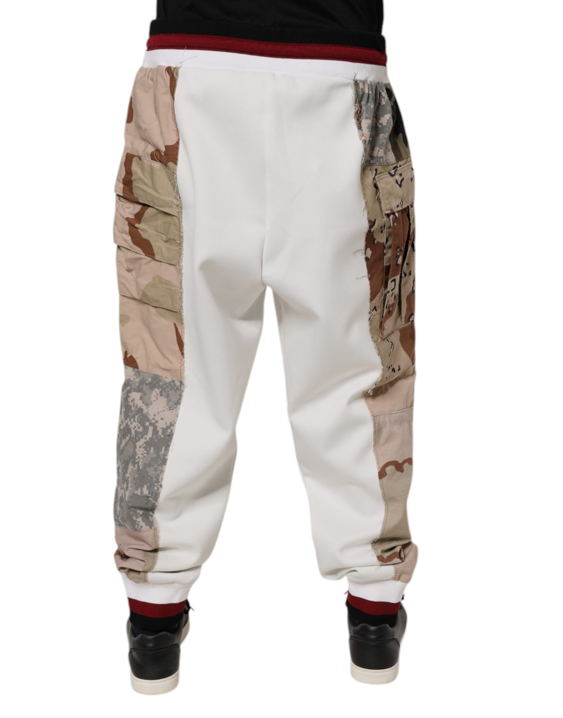 White Camouflage Patchwork Sweatpants Pants