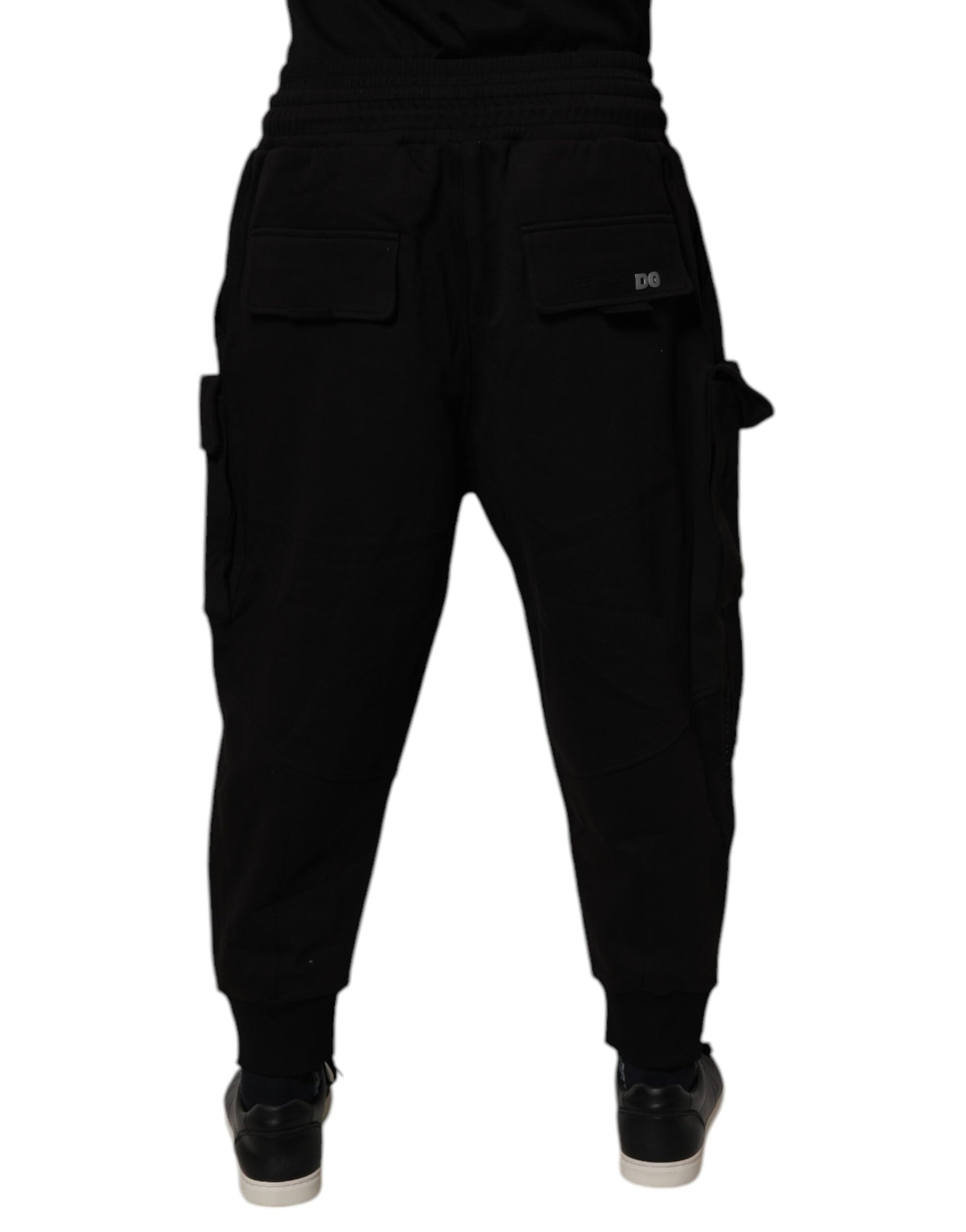 Black Cotton Men Cargo Jogger Sweatpants Pants