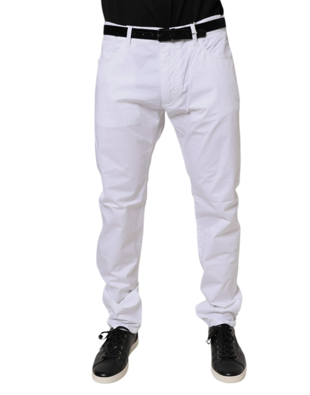 White Cotton Stretch Skinny Dress Formal Pants