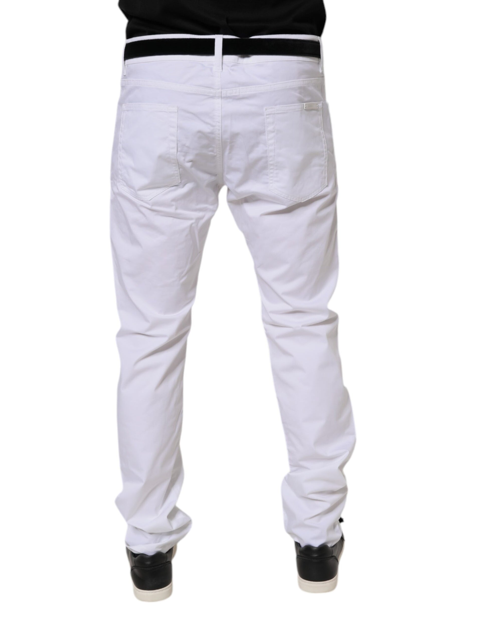 White Cotton Stretch Skinny Dress Formal Pants