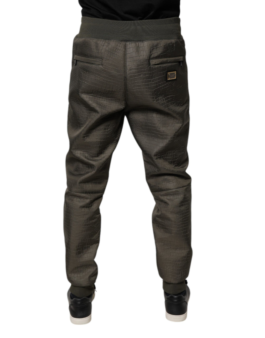 Brown Lambskin Leather Men Sweatpants Pants