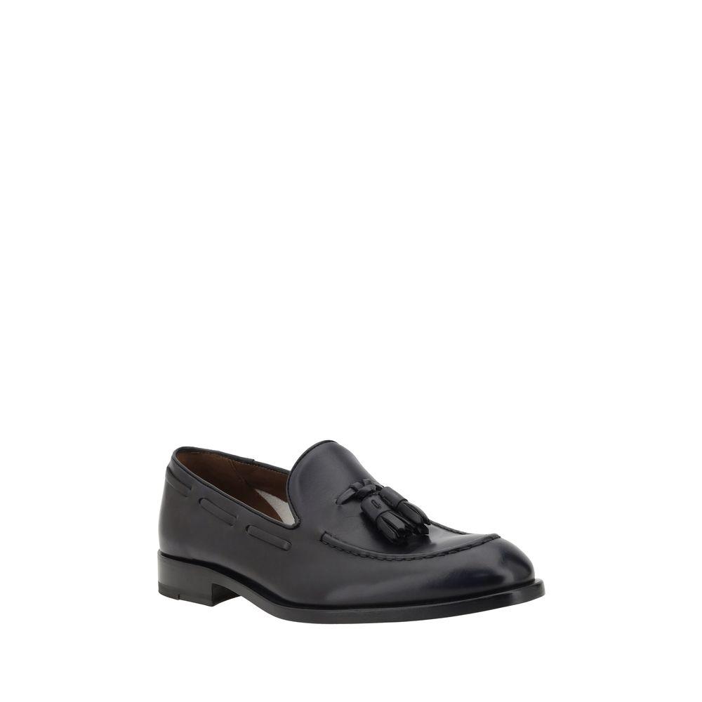Black Calf Leather Bos Taurus Slip-On Loafers