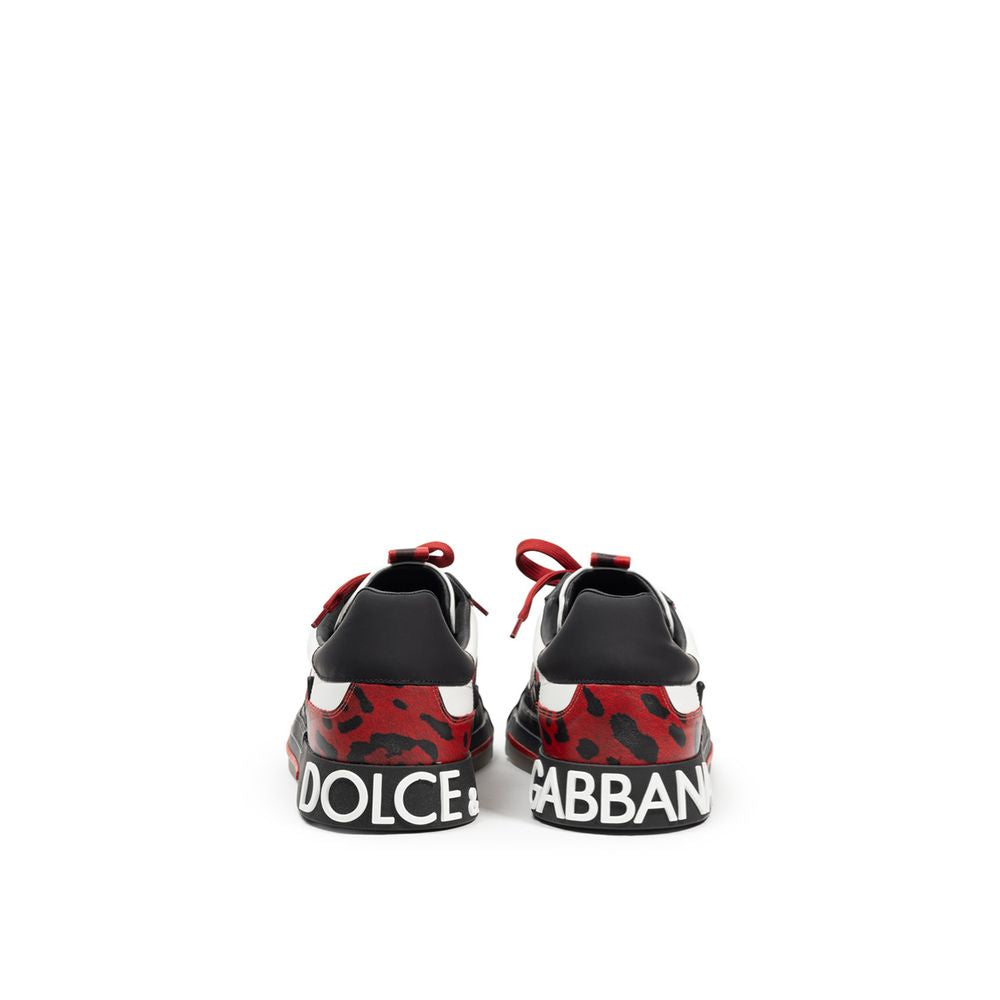 Black And White Leather Low Top Sneakers