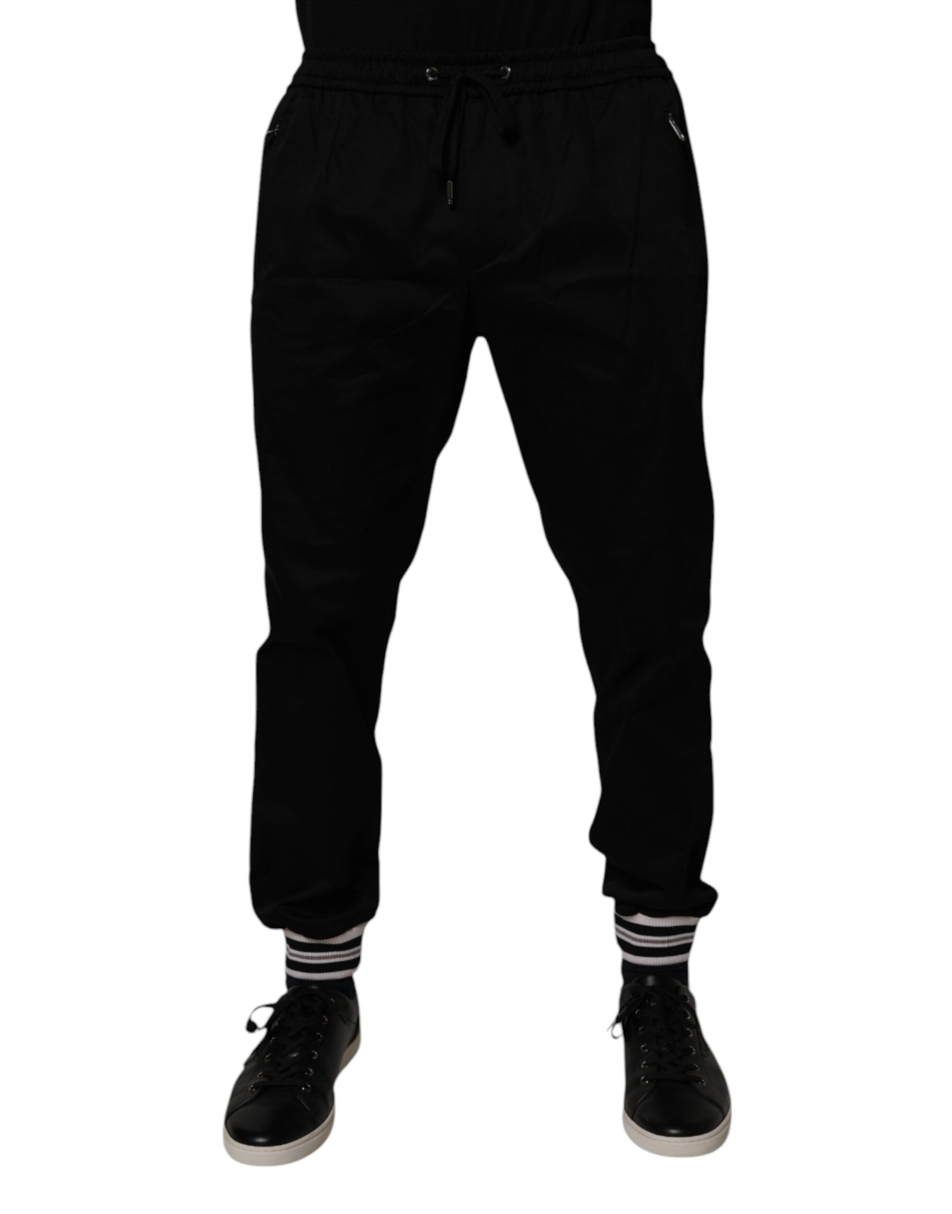 Black Cotton Stretch Jogger Sweatpants Pants