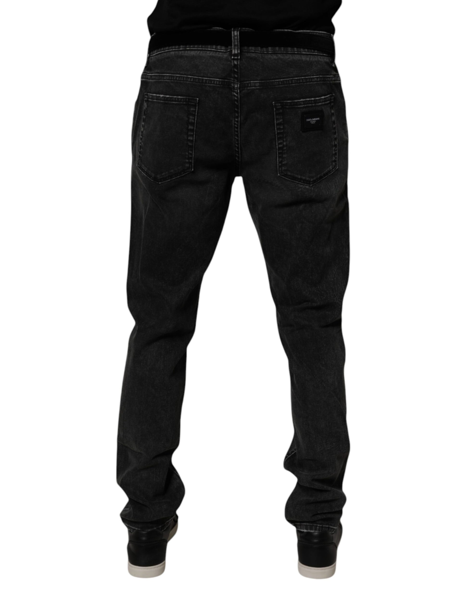 Black Cotton Stretch Men Skinny Denim Jeans