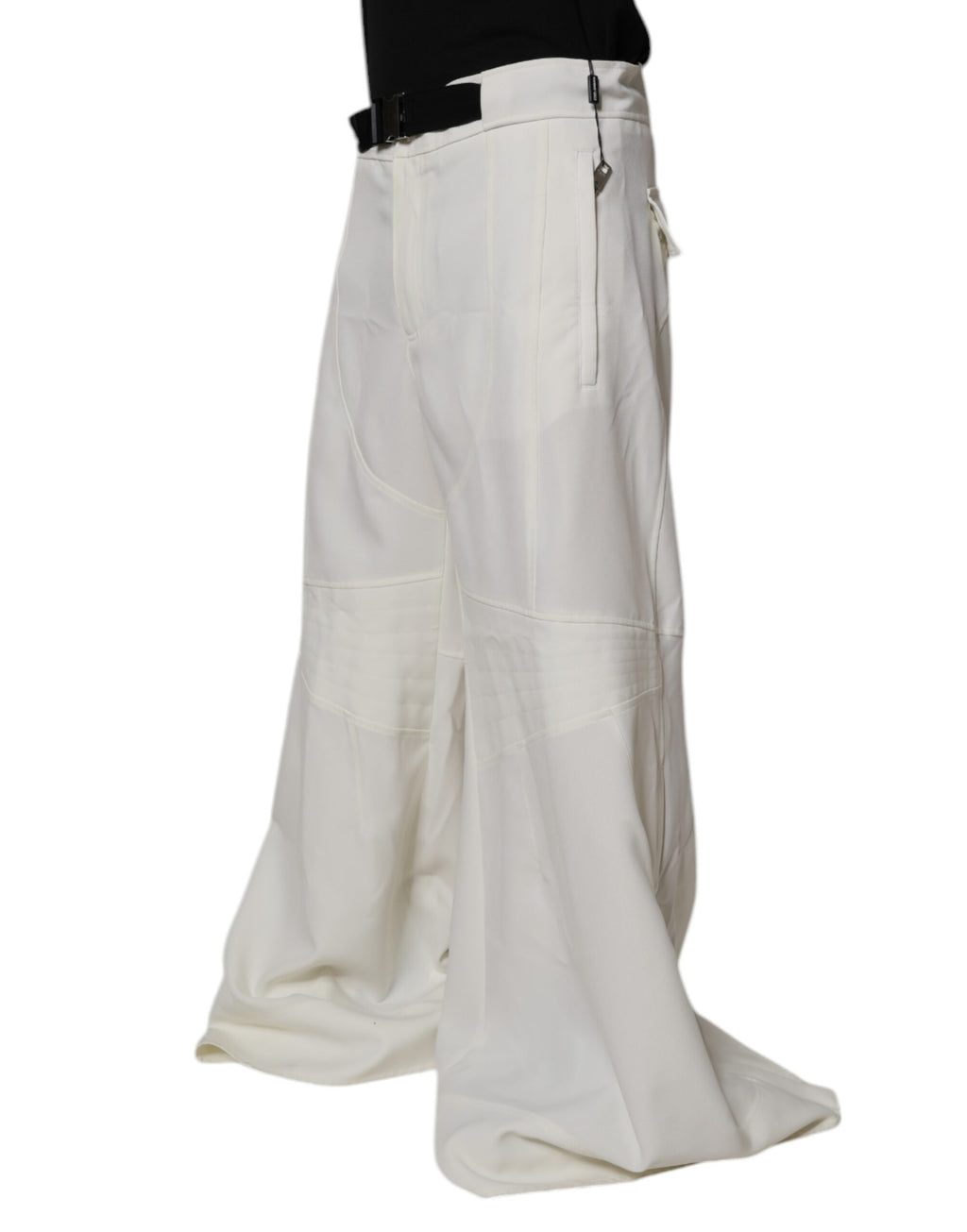 White Mid Waist Wide Leg Pants
