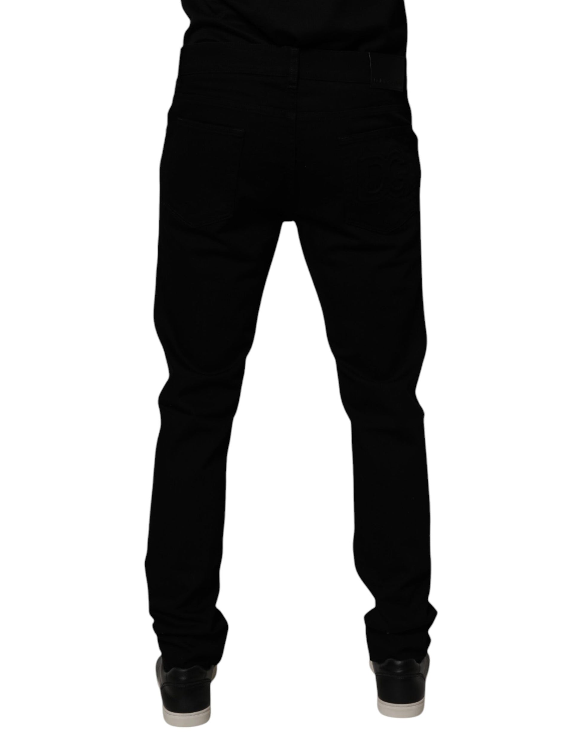 Black Cotton Stretch Slim Fit Men Denim Jeans