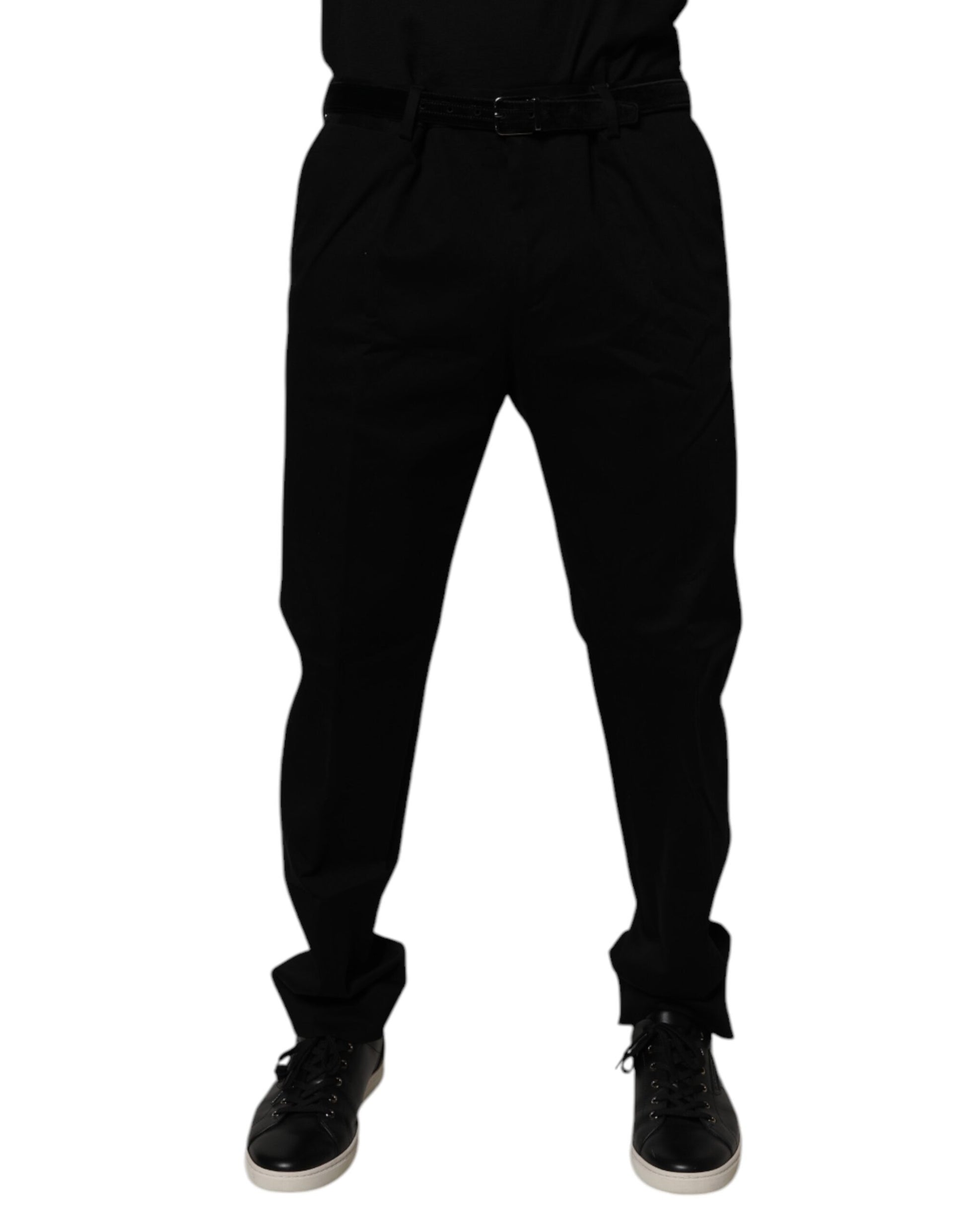 Black Cotton Men Skinny Dress Formal Pants