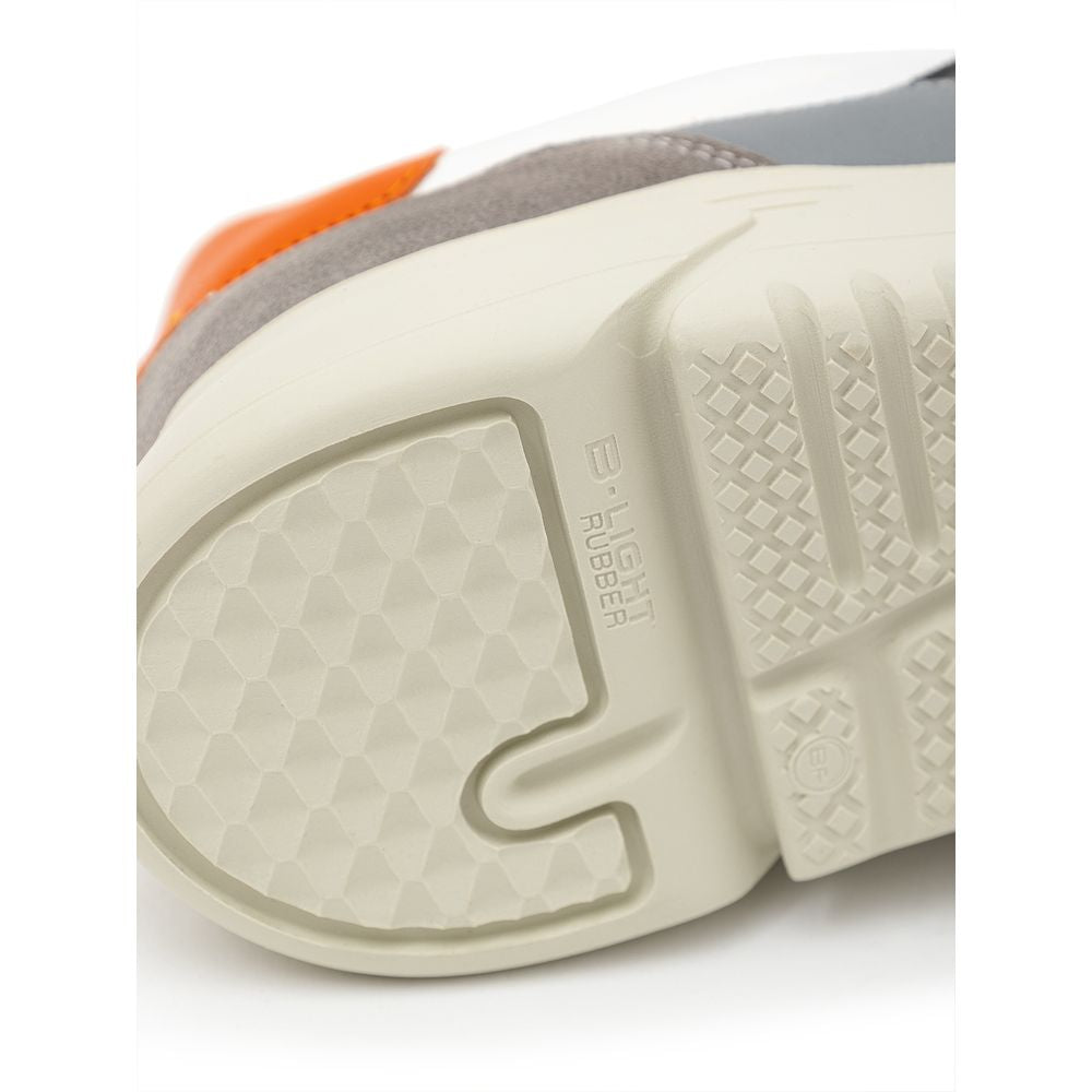 Bicolor Fabric And Leather Athletic Sneakers