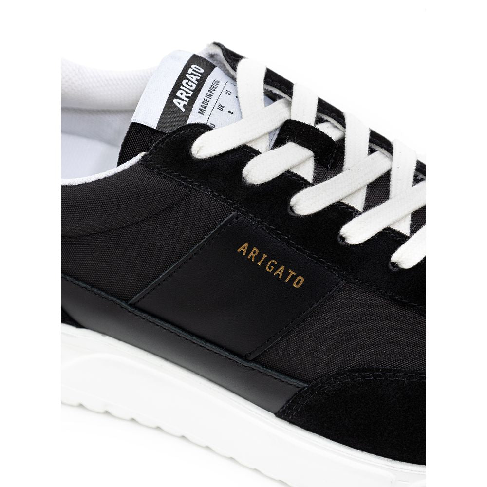 Black And White Fabric And Leather Athletic Sneakers