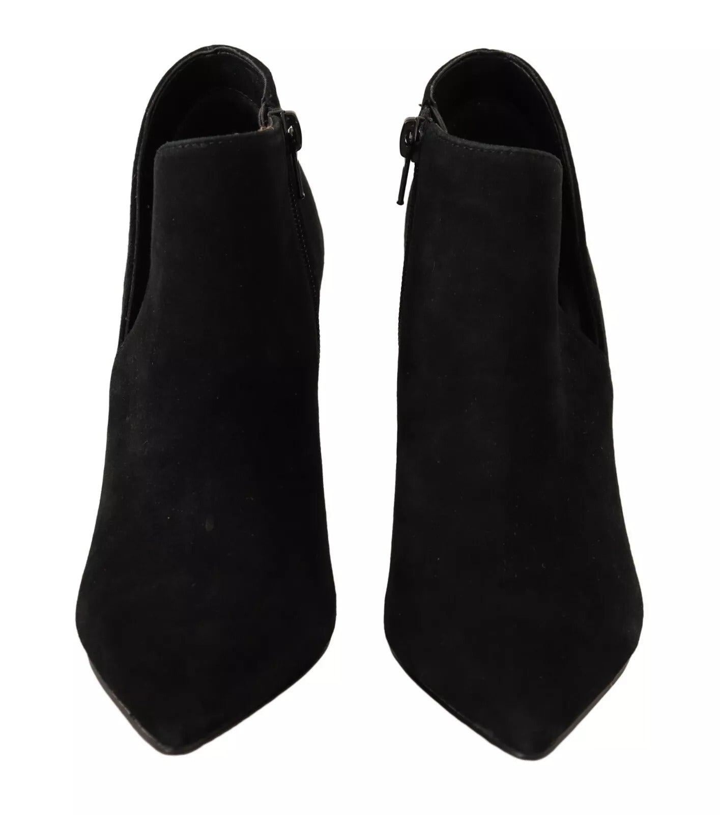 Black Suede Leather Stiletto Heels Boots Shoes