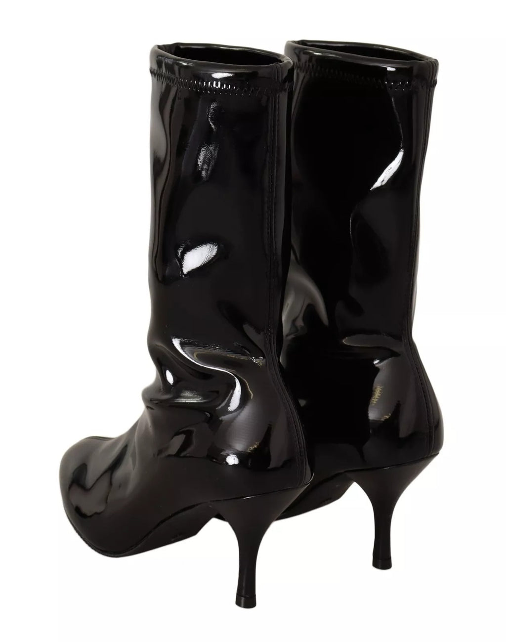 Black Patent Leather High Heels Boots Shoes