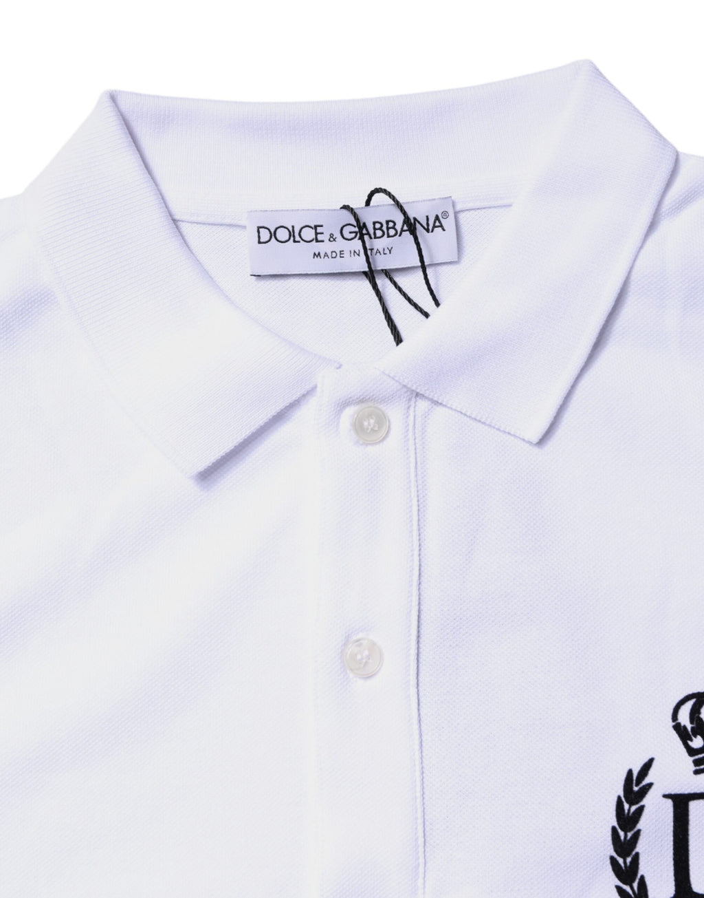 White Cotton Crown Collared Men Polo T-shirt
