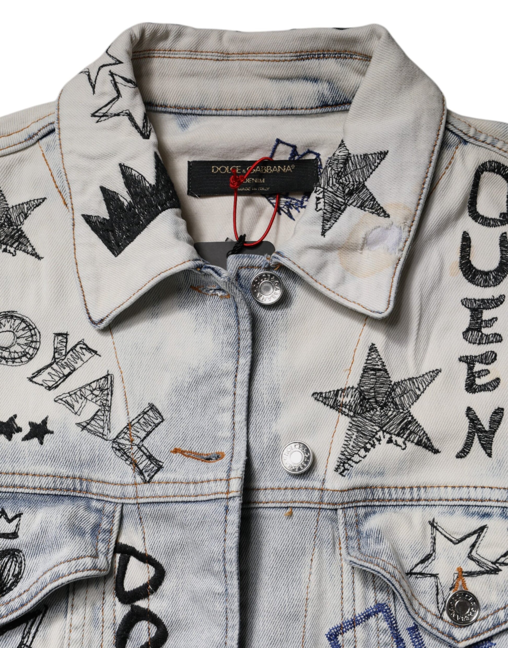 Light Blue Graffiti Button Down Denim Jacket