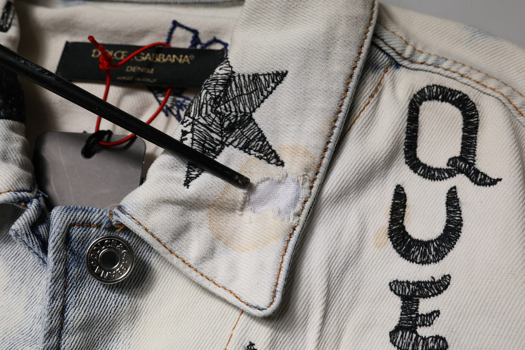 Light Blue Graffiti Button Down Denim Jacket