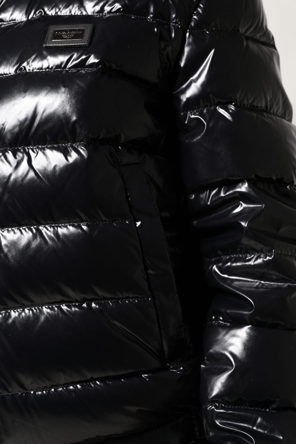 Black Logo Plaque Full Zip Puffer Jacket