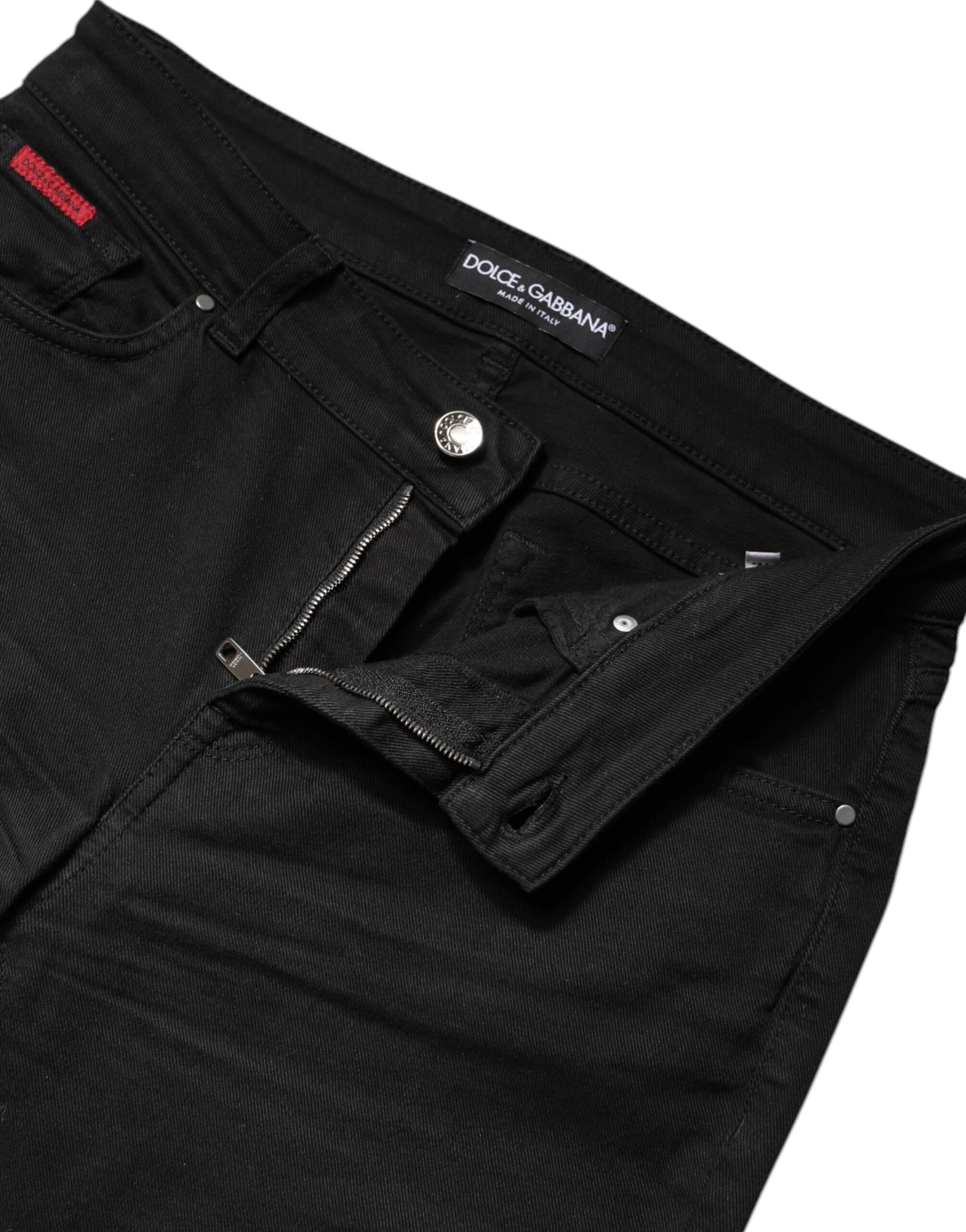 Black Cotton High Waist Skinny Denim Jeans