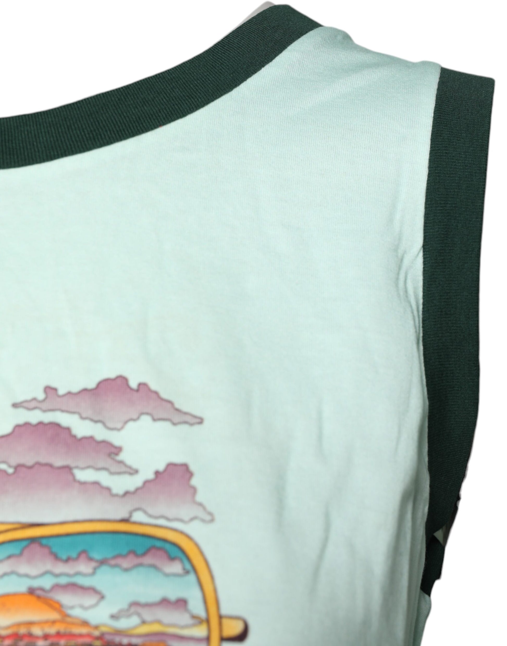 Light Green Graphic Print Sleeveless Tank T-shirt