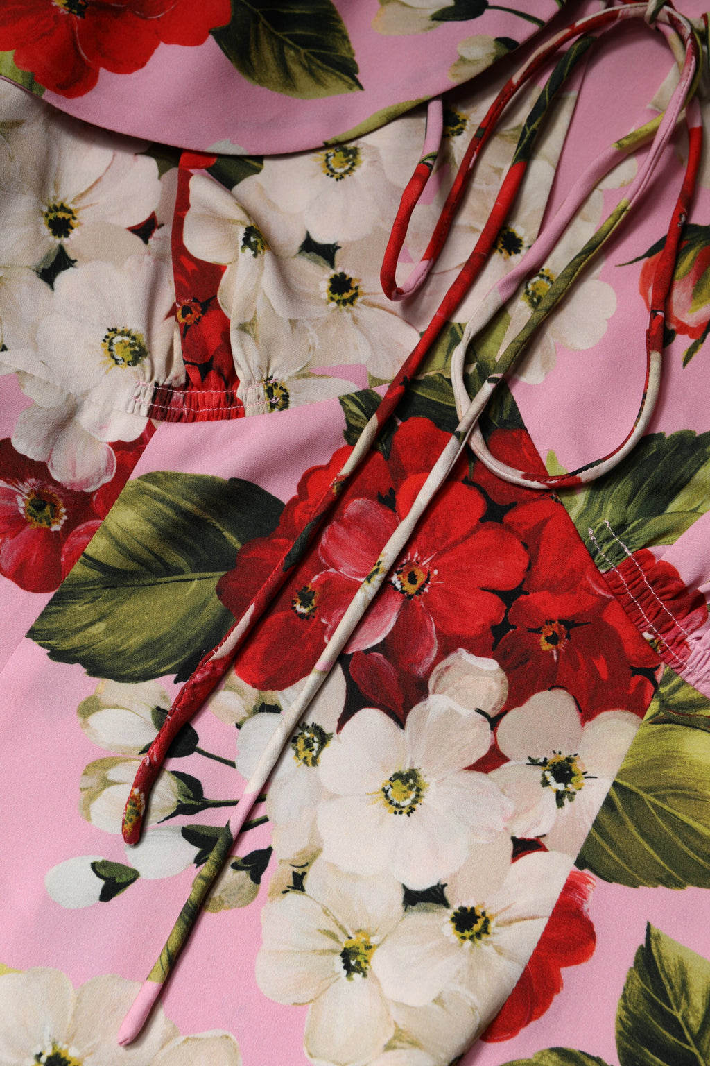 Pink Floral Silk Short Sleeves Blouse Top