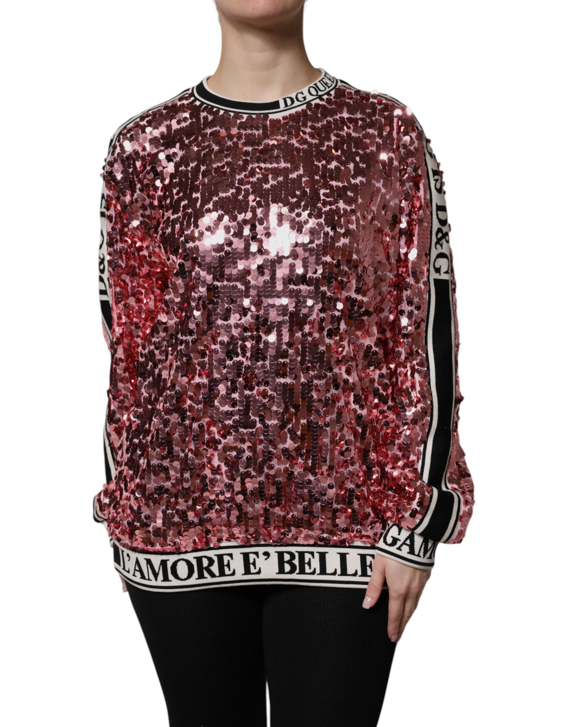 Pink DG Queen Sequin Pullover Sweater