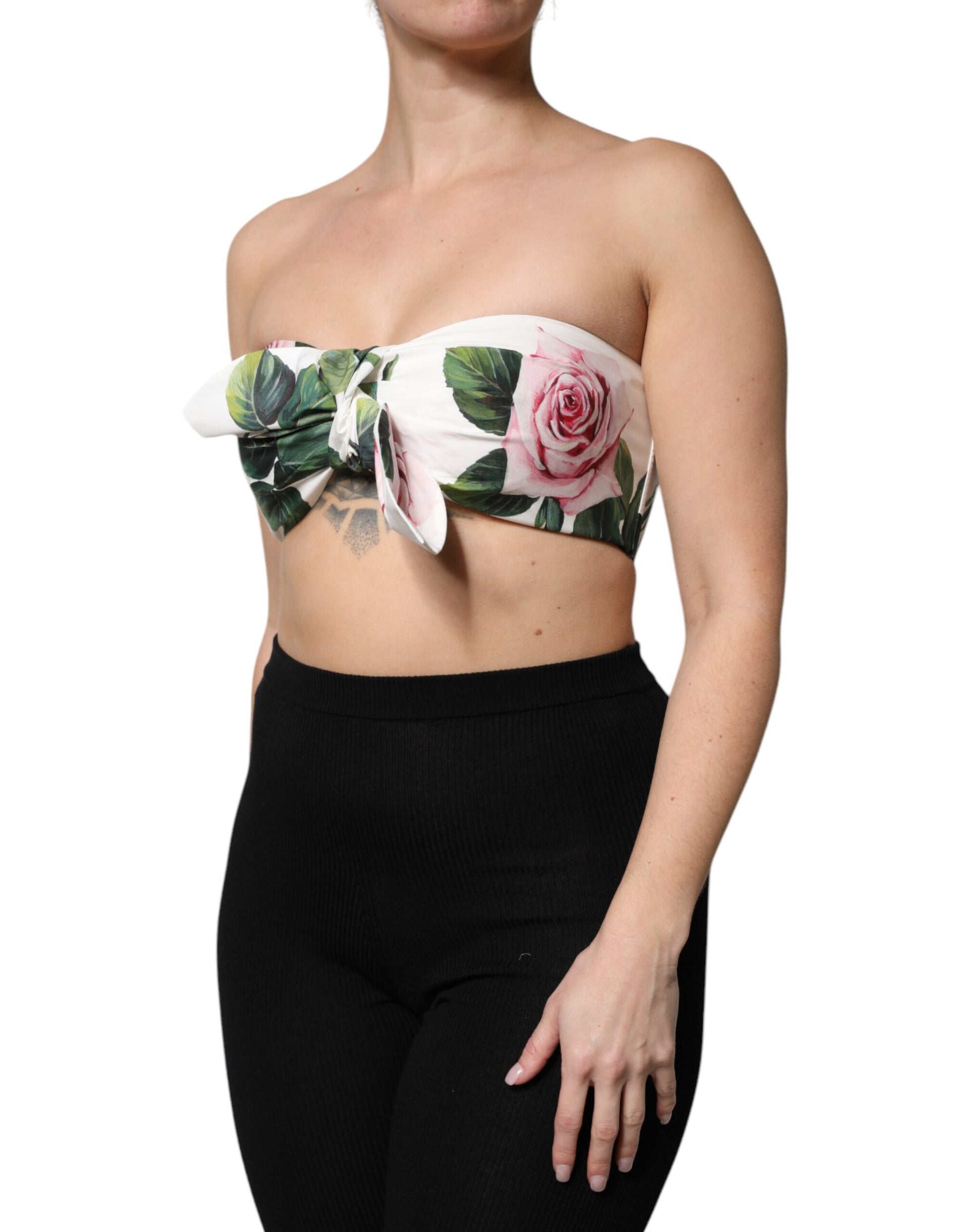 White Floral Print Cropped Bustier Corset Top