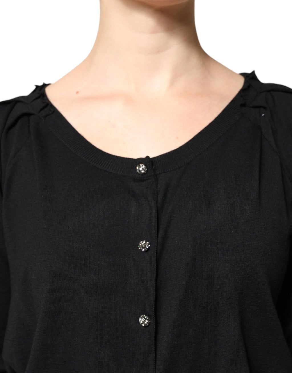 Black Button Down Short Sleeve Blouse Top