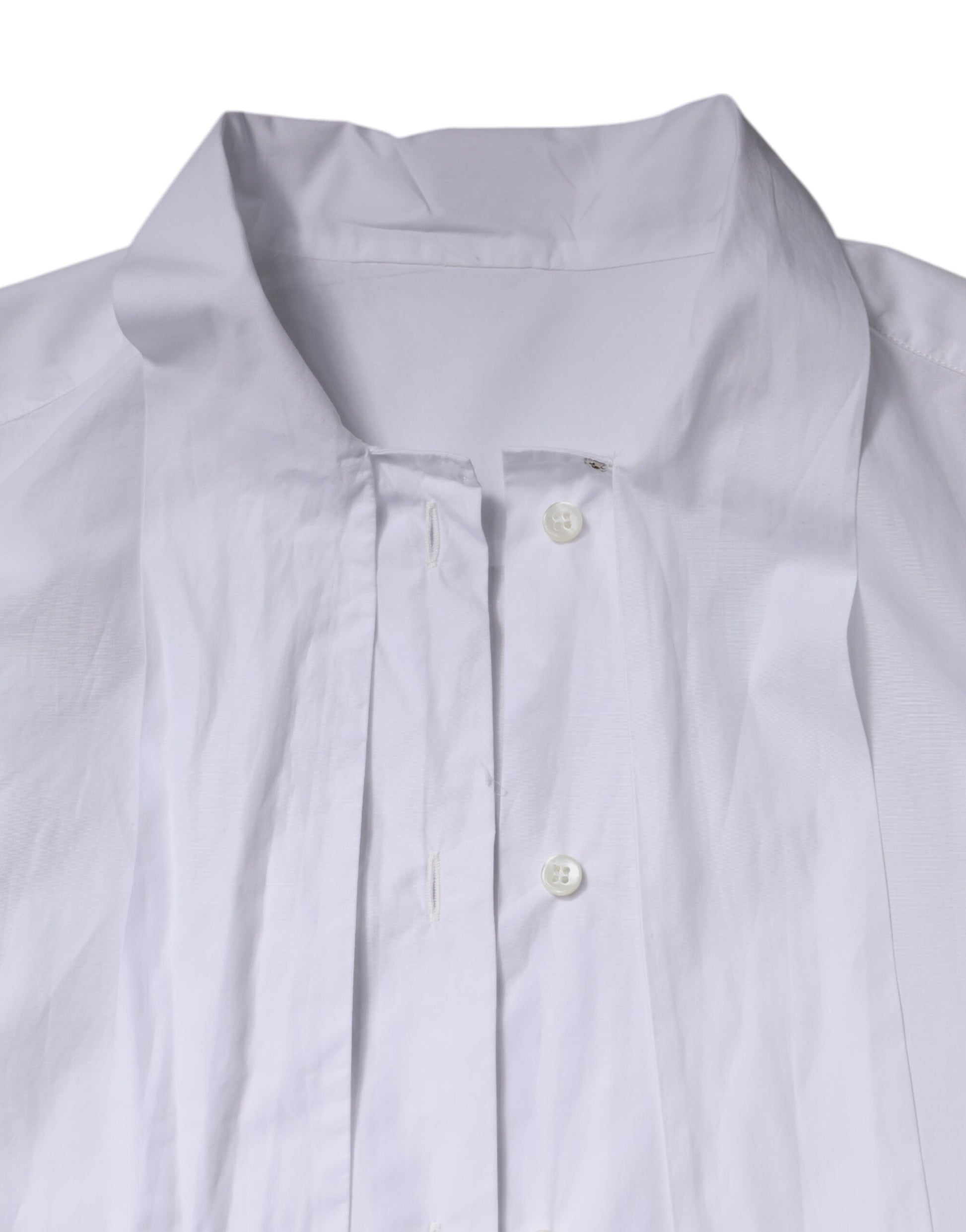 White Ascot Collar Long Sleeve Blouse Top