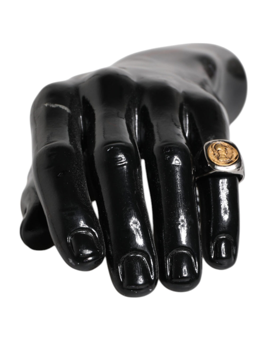 Silver Tone Engraved Two Color Real Brass Ring