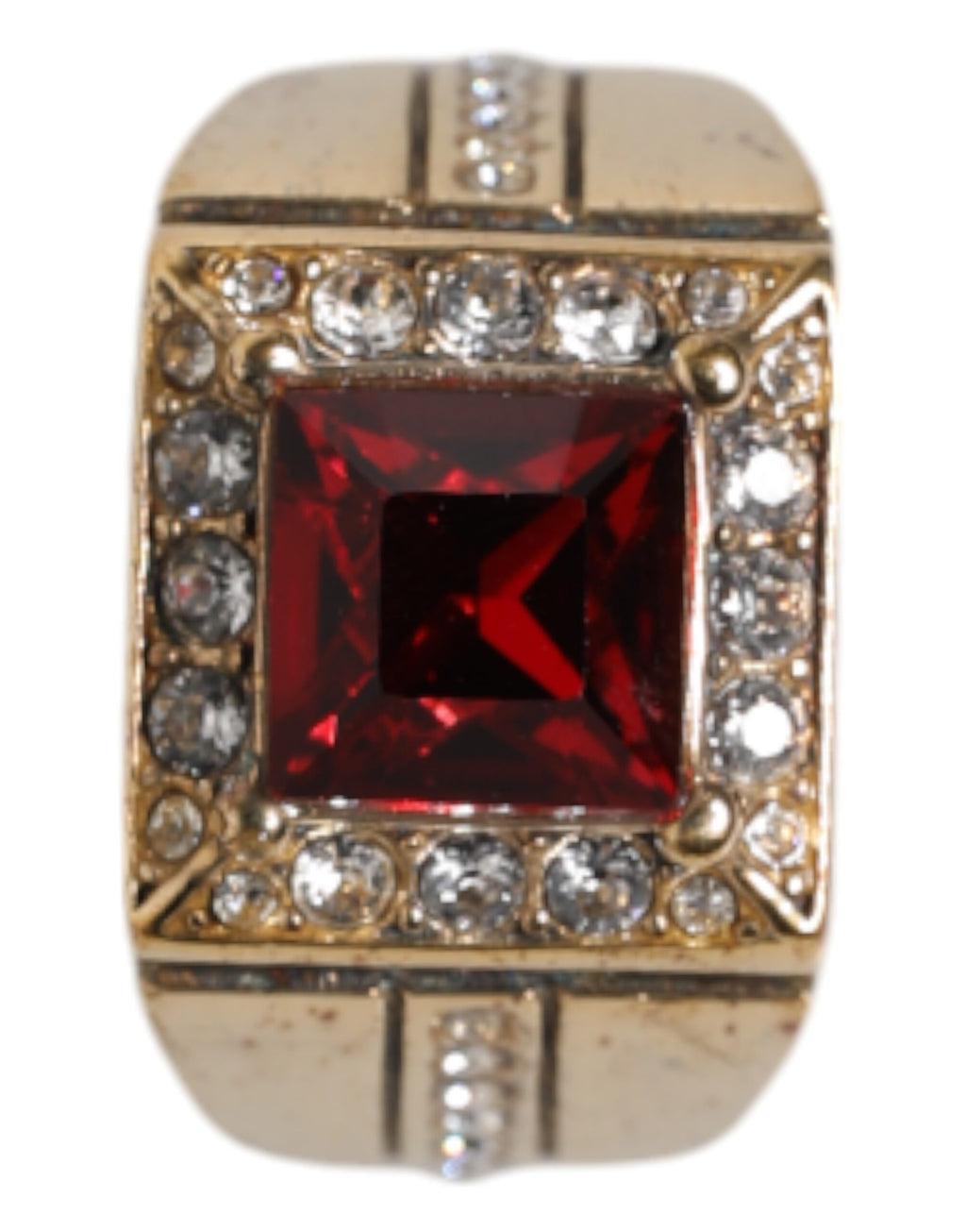 Gold Tone Sterling Silver 925 Crystals Ring