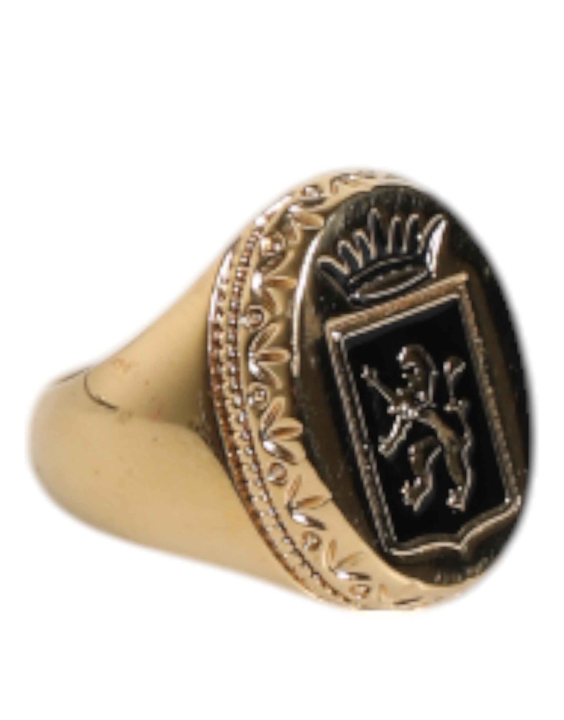 Gold Tone Engraved Logo Two Color Jewelry Ring