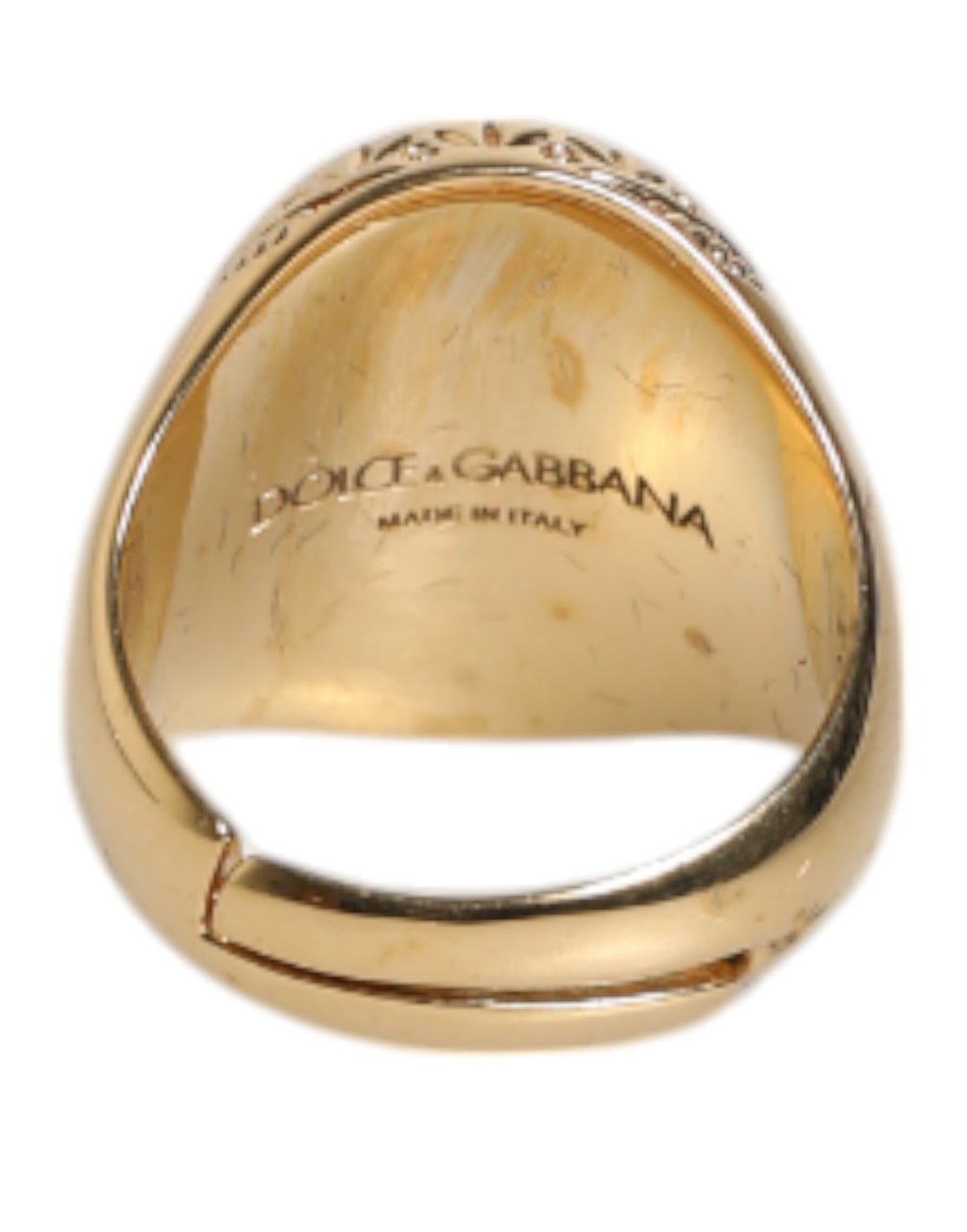 Gold Tone Engraved Logo Two Color Jewelry Ring