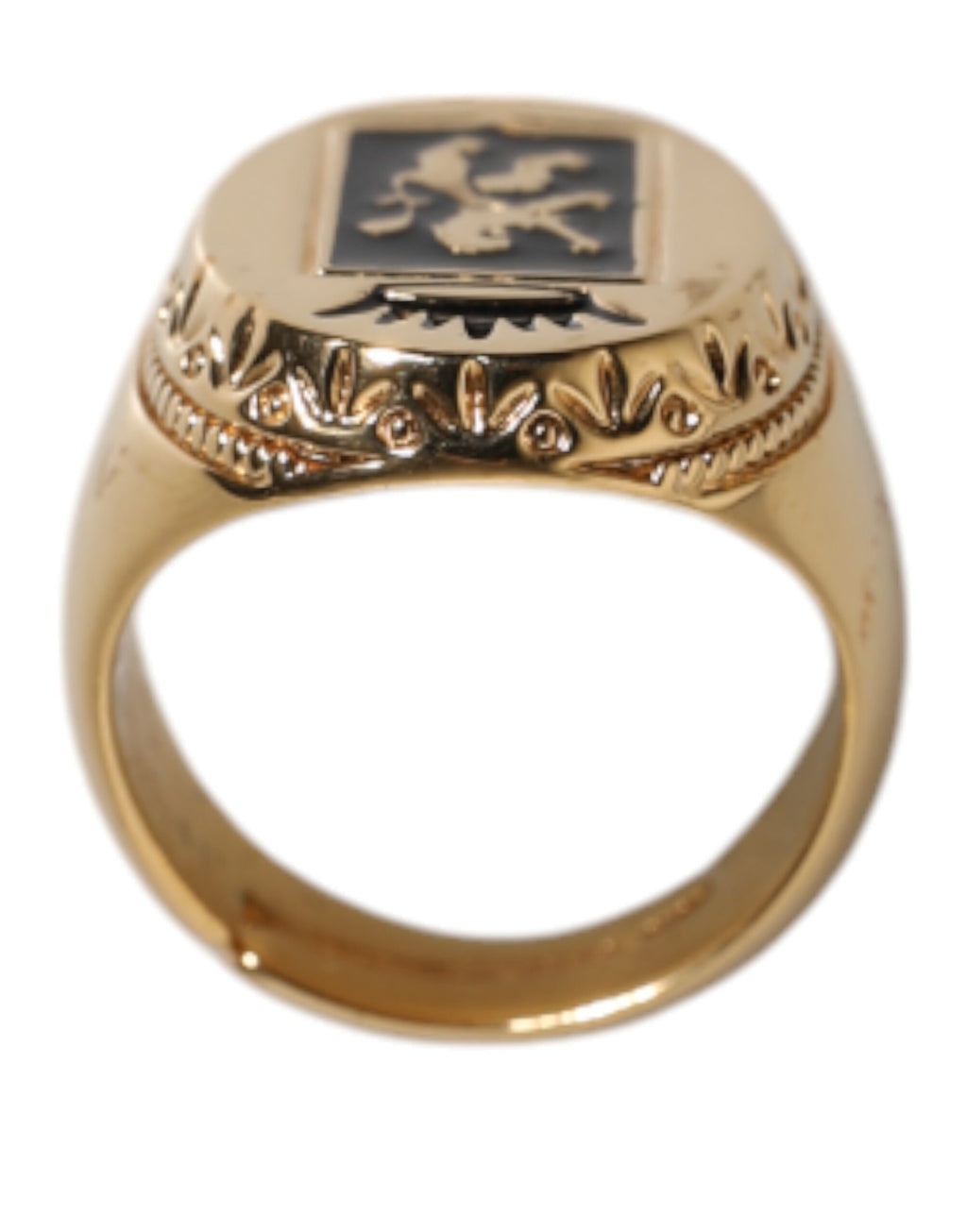 Gold Tone Engraved Logo Two Color Jewelry Ring