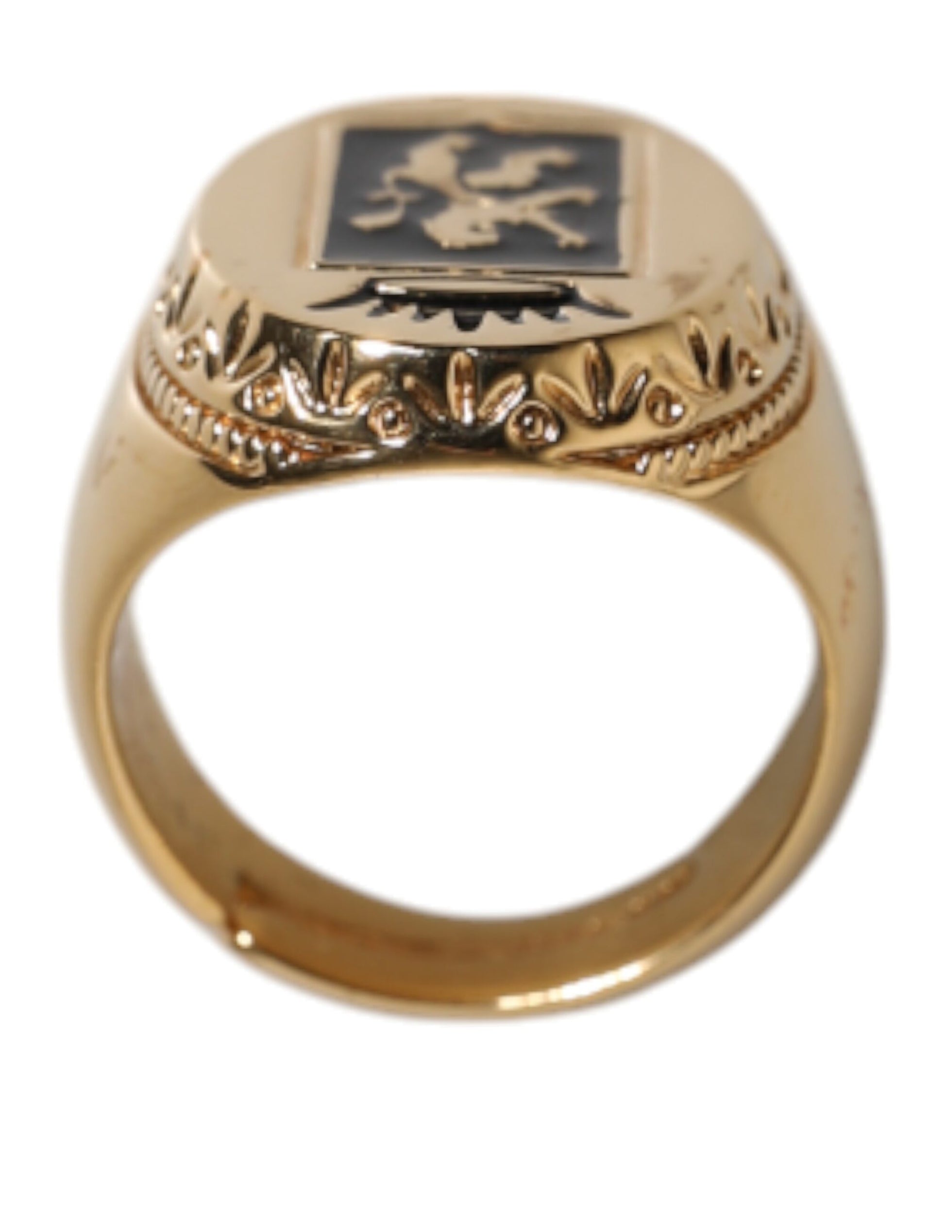 Gold Tone Engraved Logo Two Color Jewelry Ring