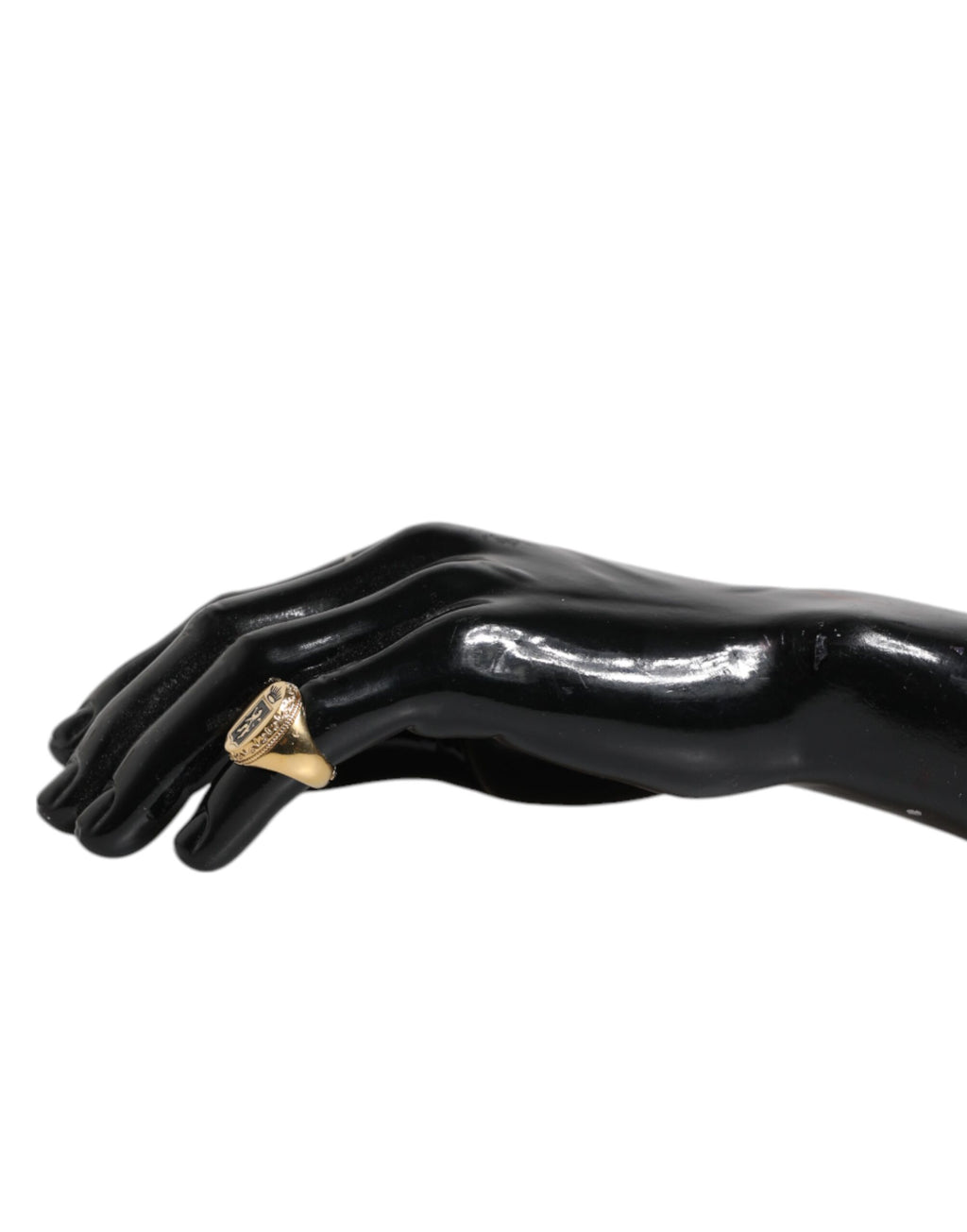 Gold Tone Engraved Logo Two Color Jewelry Ring