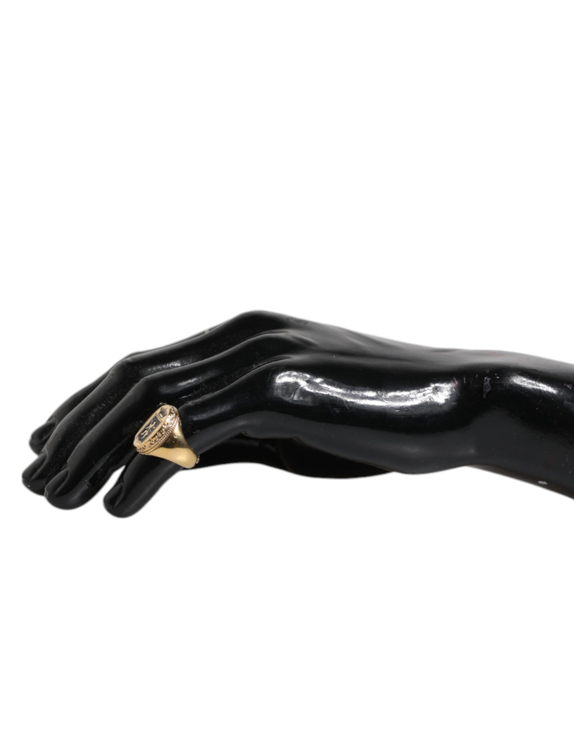 Gold Tone Engraved Logo Two Color Jewelry Ring