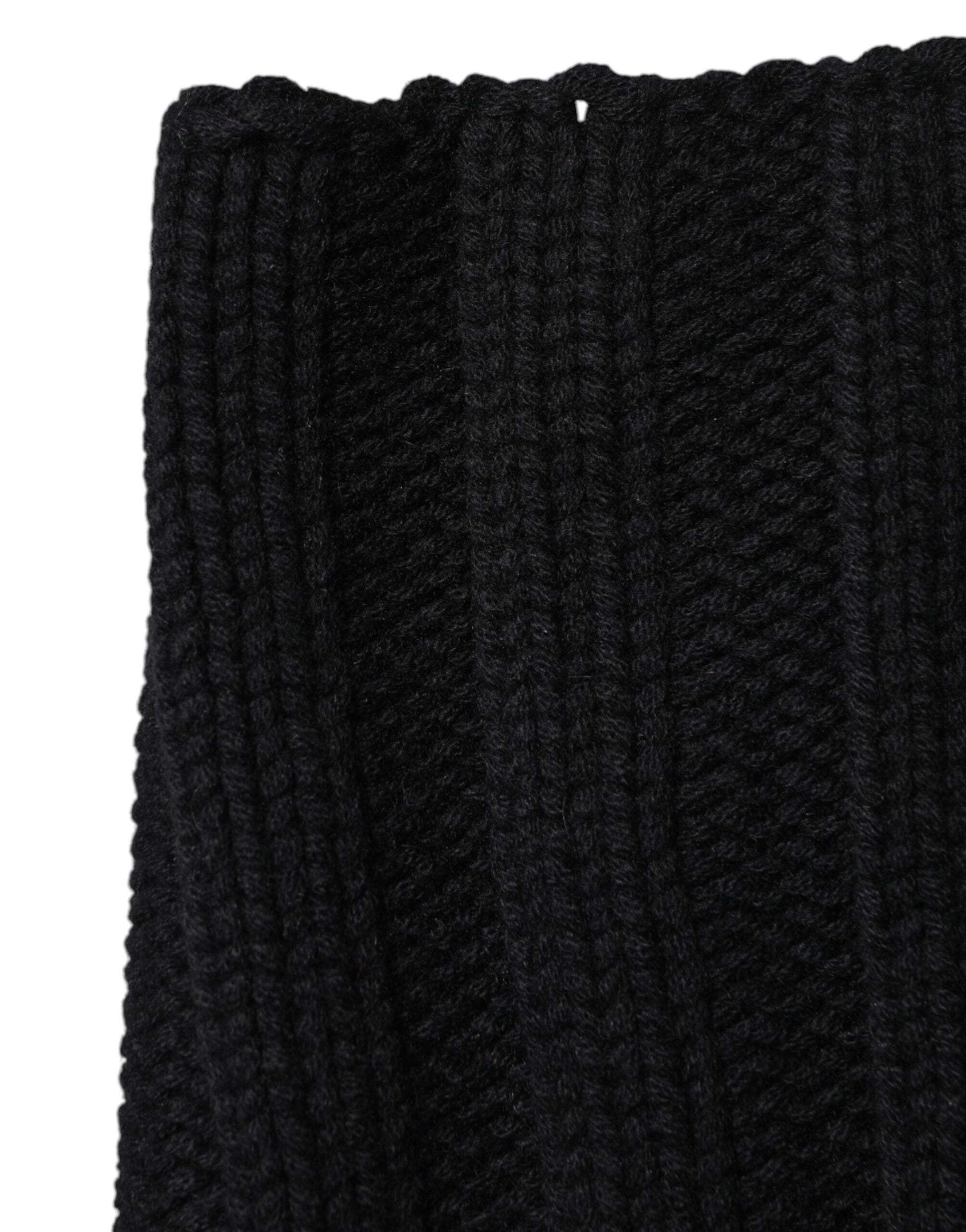 Black Cashmere Knitted Neck Warmer Foulard Scarf