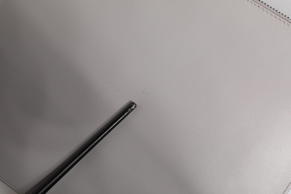 Gray Solid Leather DG Logo Men Clutch Zip Pouch Bag